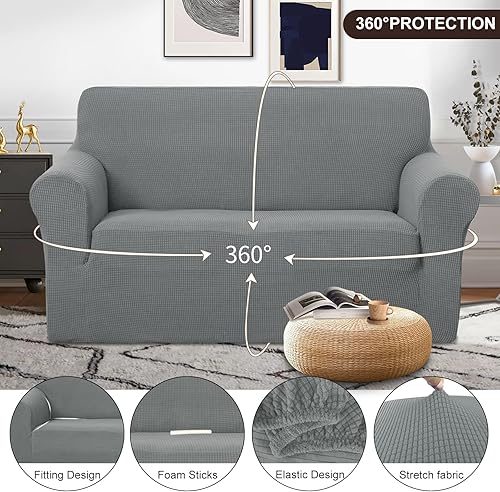 Miniatura 3 de U-NICE HOME Funda para Sofá de Dos Plazas Funda Elástica para Sofá Funda para Sofá Forro para Sofá Protector de Muebles para Sofá de 3 Cojines Apto