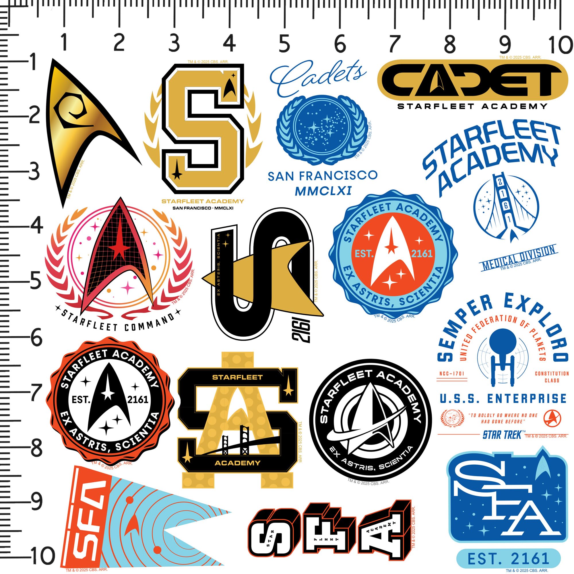 Star Trek Starfleet Academy 50 ct grandi adesivi in vinile fustellati – Adesivi premium per interni ed esterni per laptop, bottiglia d'acqua, tablet, skateboard e altro