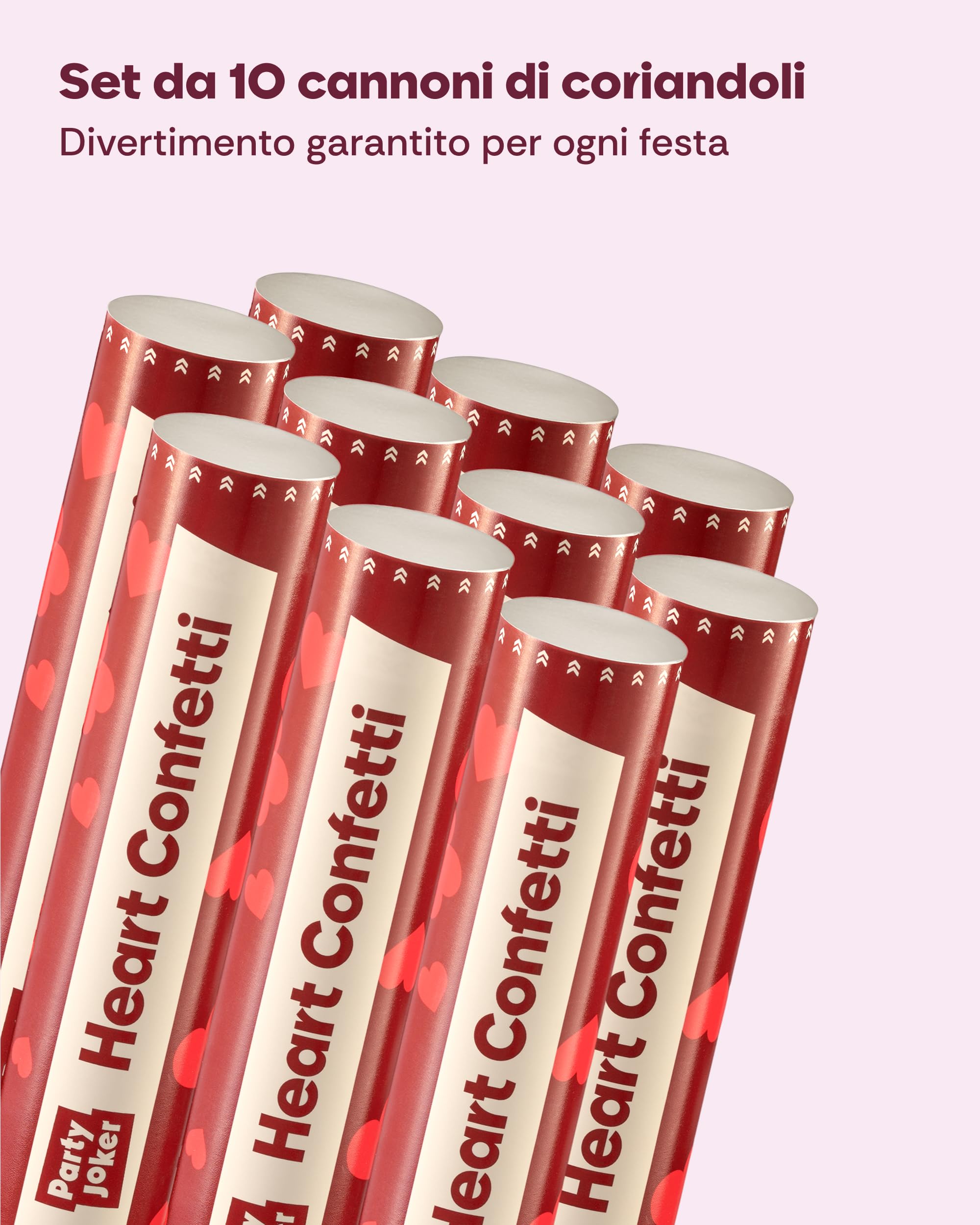 Set di 5 cannoni spara coriandoli cuori rossi XXL, FSC certificato, getto 5-8 metri, ideale per matrimoni, compleanni, feste, eventi speciali, facile e sicuro da usare