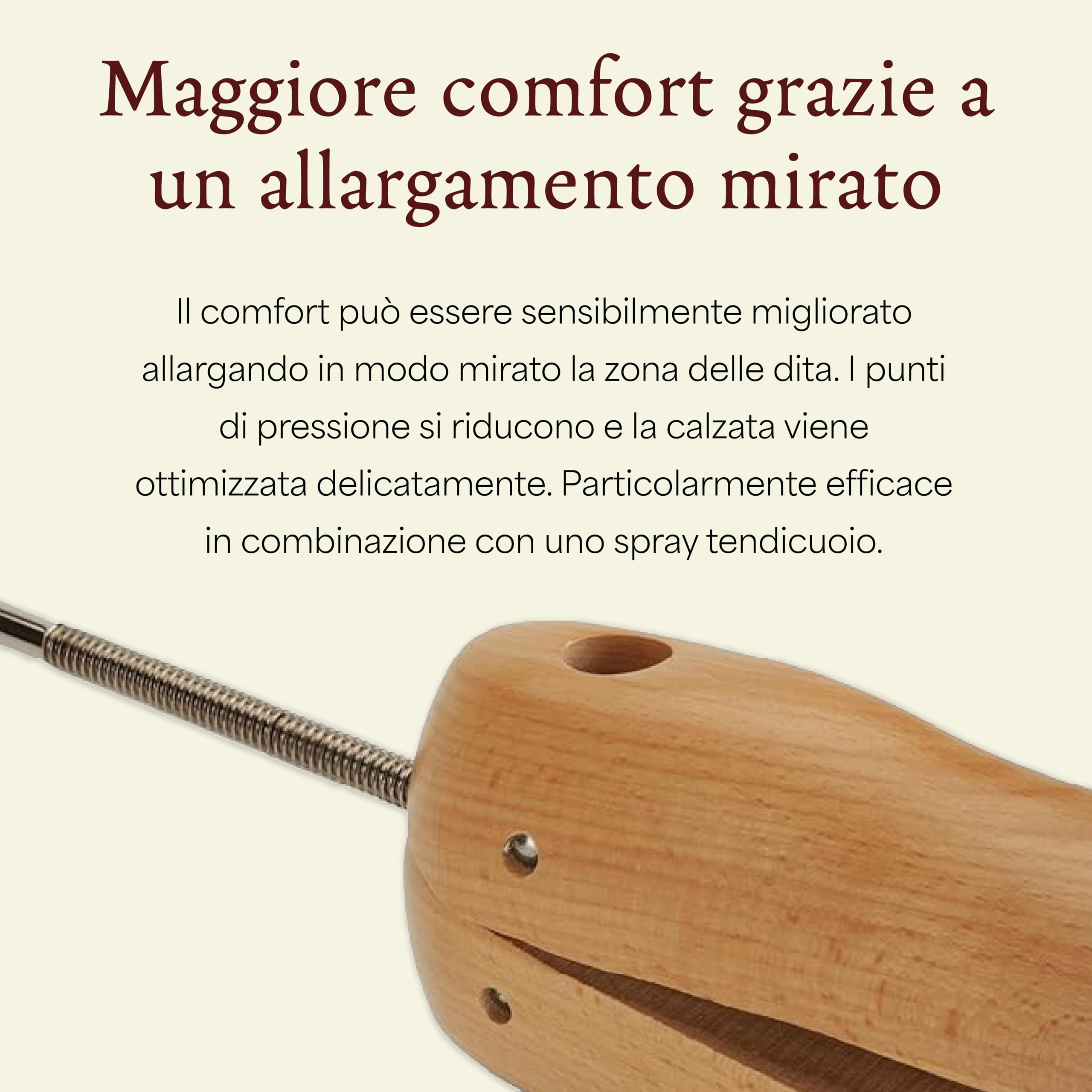 Langer & Messmer allunga scarpe e stivali per la scatola della punta per donna contro la pressatura delle scarpe - in legno di faggio massiccio incl. spray allunga pelle 50ml