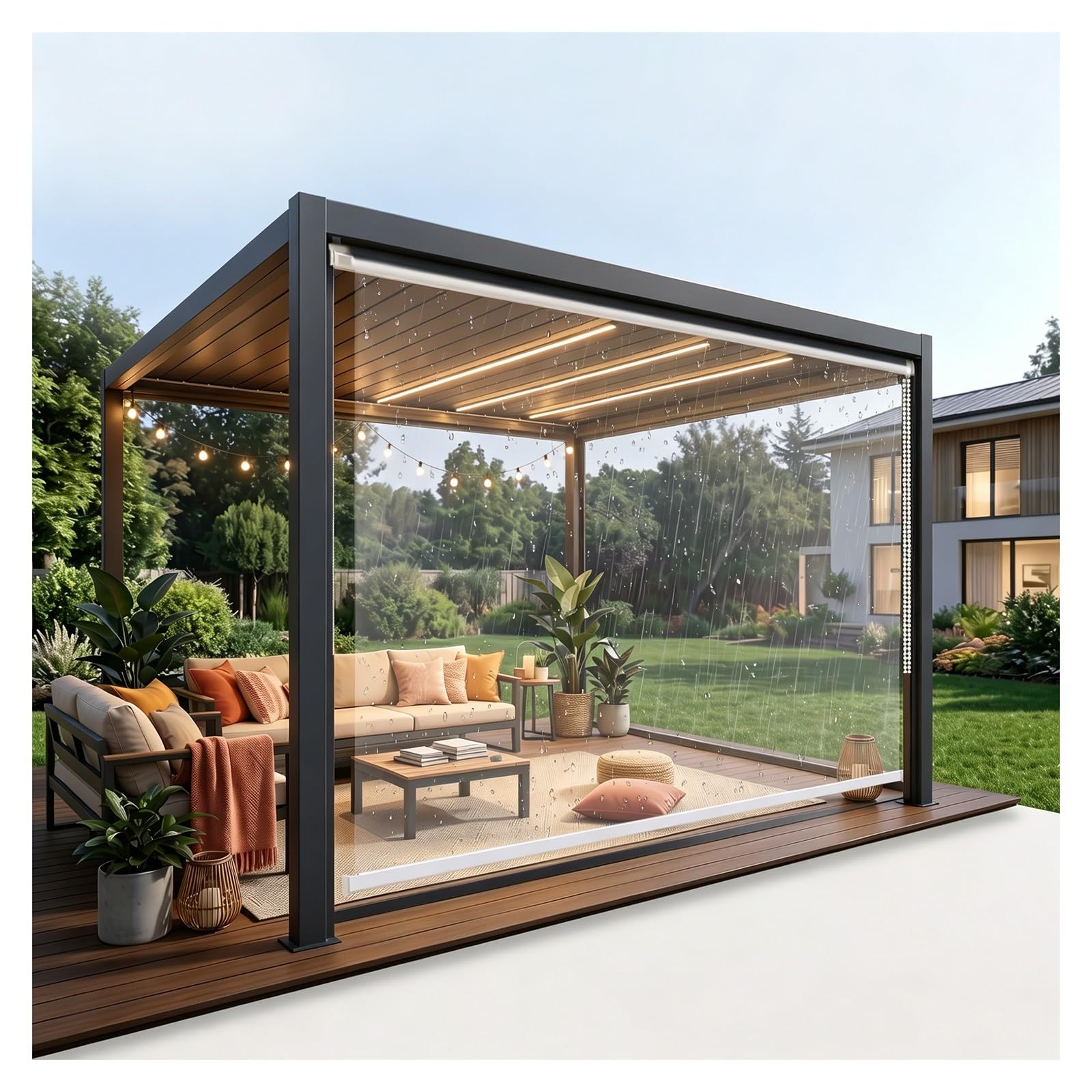 Clear waterproof roll up blinds，vinyl roller shades，Heavy Duty Plastic Roller Shutter，Window Door Gazebo Bedroom Partition Curtains，Transparent Partition Curtain(W100*H160cm/W39.37*H62.9in)