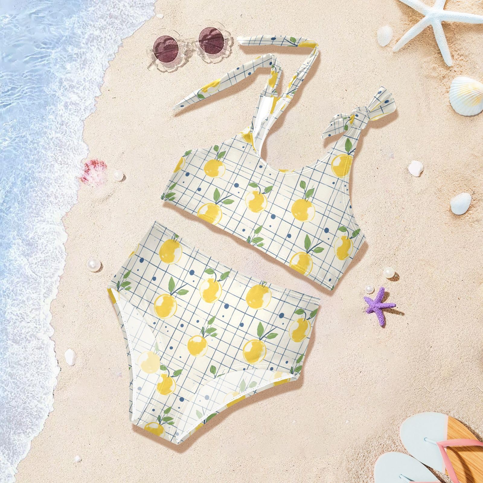 Fruit Pattern Girls Two Piece Tankini Swimsuits Summer Bathing Suit Beach Swimwear Set, 5-6T Multicoloured