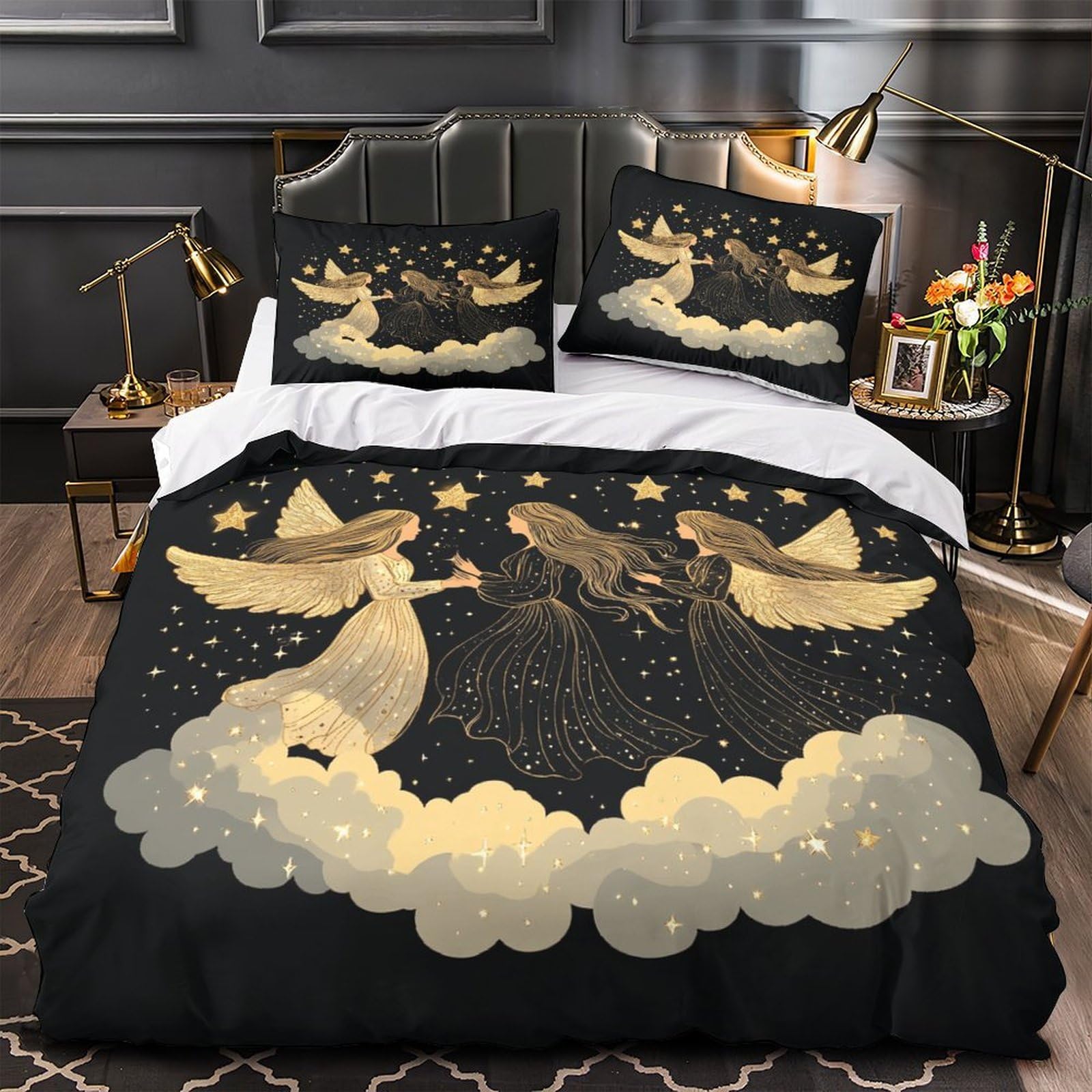 Housse de couette angélique 3D drap de couette microfibre King 220x240cm