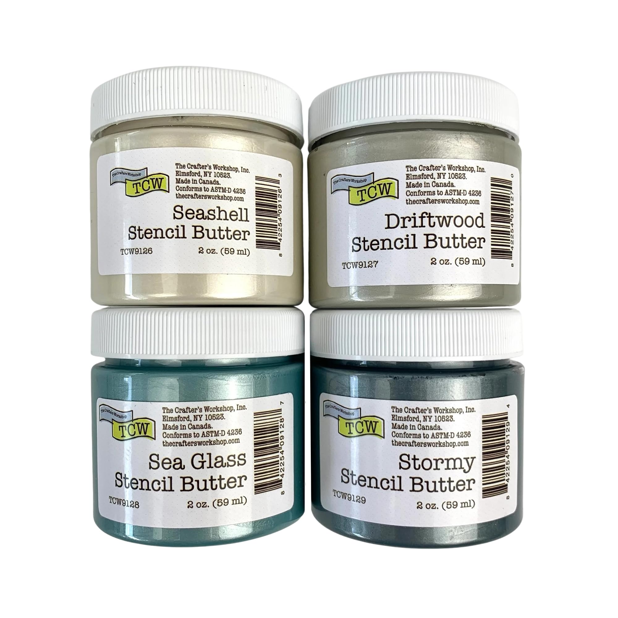 Stencil Butter - Beach House Acrylic Paint Set - Boutique Metallic Texture Paste for Art, Canvas, Journals, & Cards - 4 x 2oz Jars
