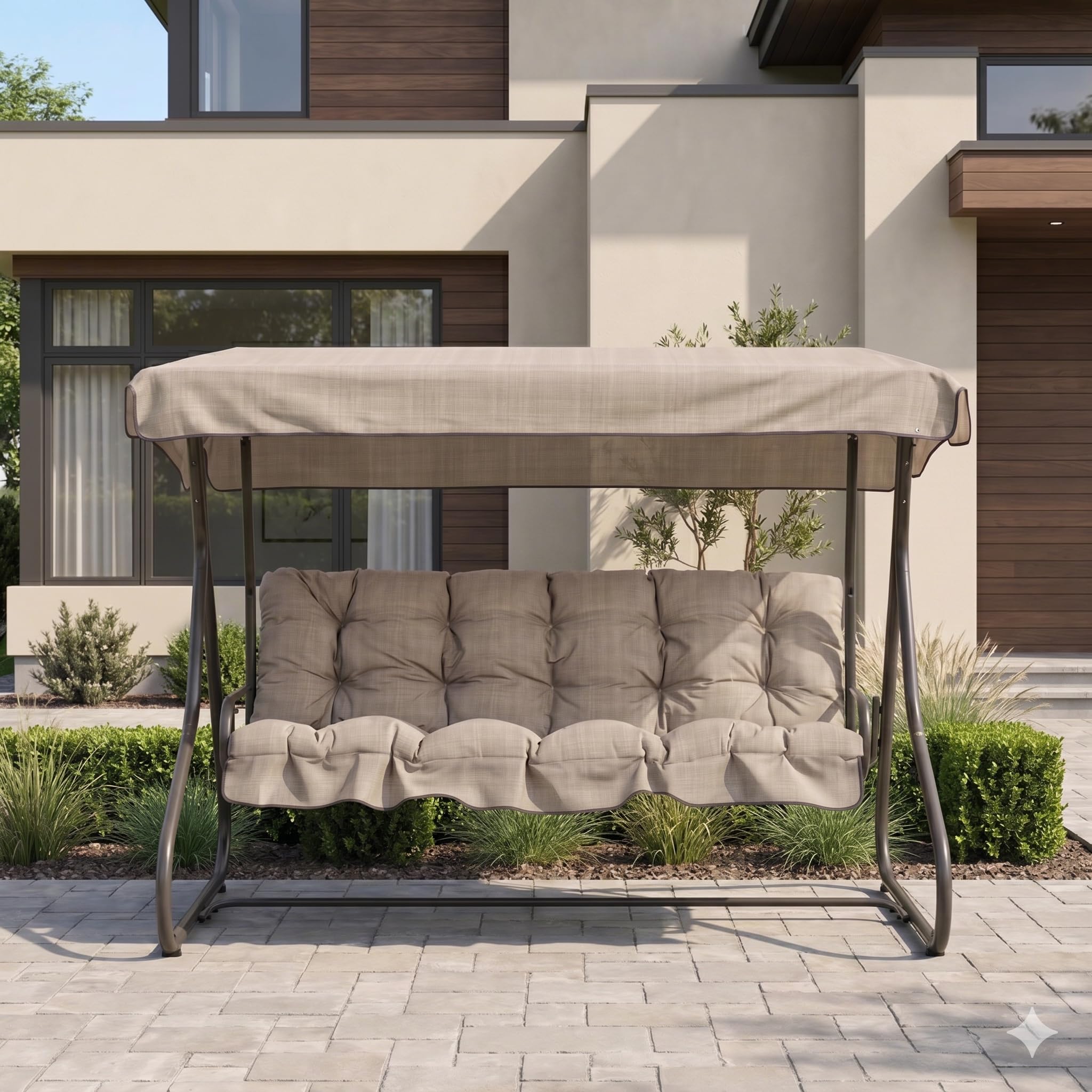 PATIO Hollywoodschaukel 3 Sitzer mit Liegefunktion Milano bis 300kg | mit Auflagen und Sonnendach