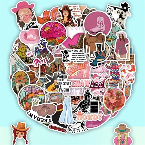 Miniatura 8 de Calcomanías de preparación a granel 50 unidades calcomanías de vaquera para niños y niñas calcomanías occidentales para botellas de agua laptop