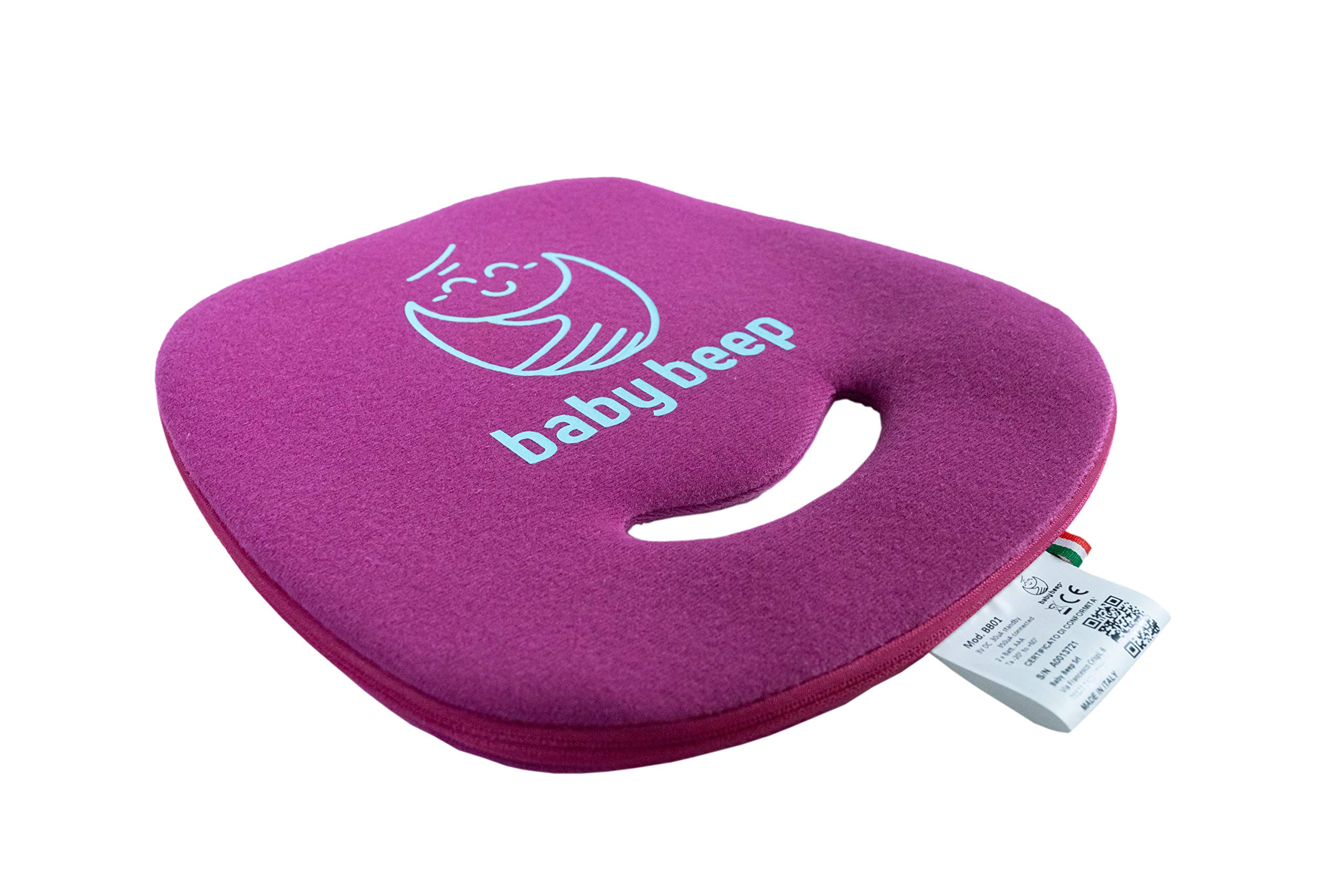 Baby Beep Bbrc1 Cuscino Bluetooth Anti Abbandono Universale per Seggiolini Auto, Rosso (Ciliegia)