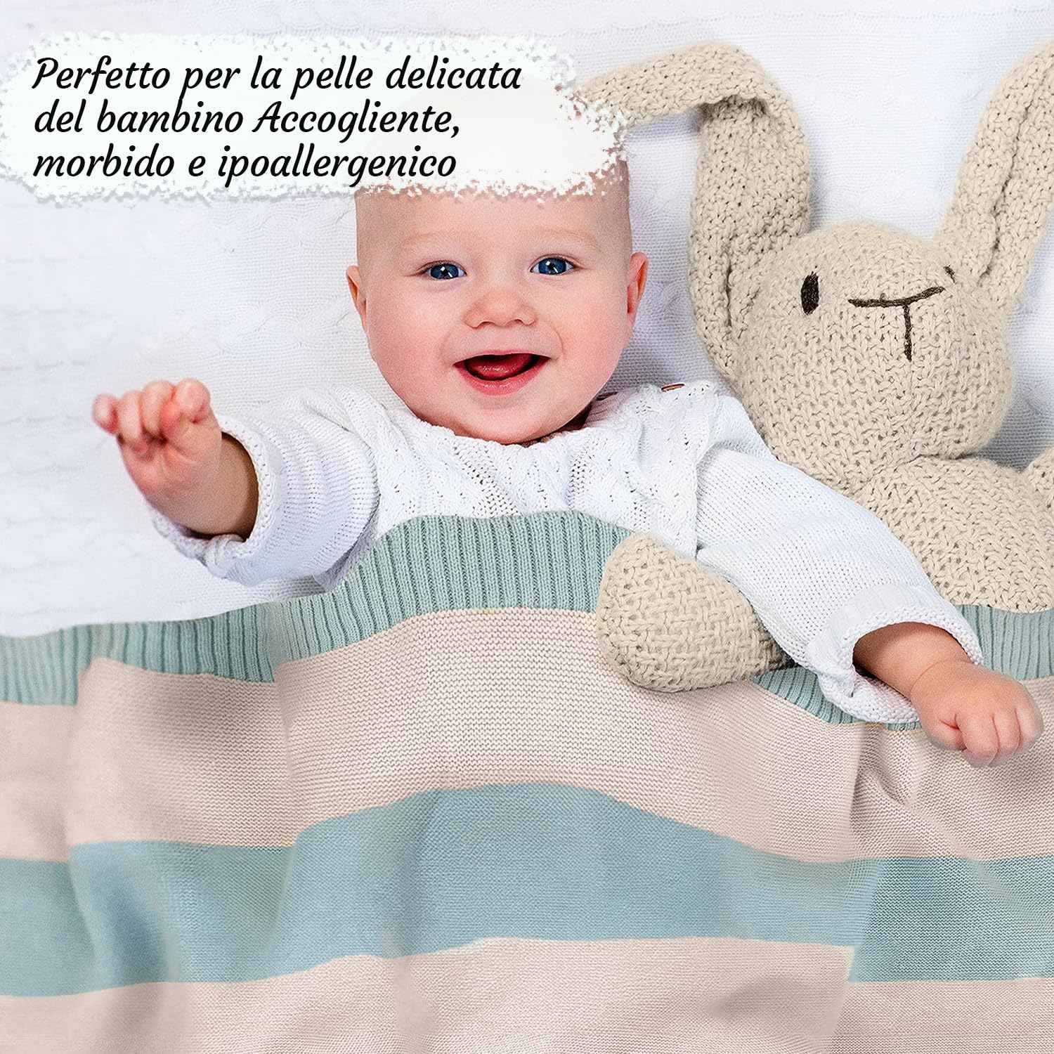 Kindsgut coperta per bambini, coperta per neonati morbida, gocce di pioggia, cotone, 80 cm x 100 cm, coperta coccole per neonati/bambini, ecologica/priva di sostanze nocive