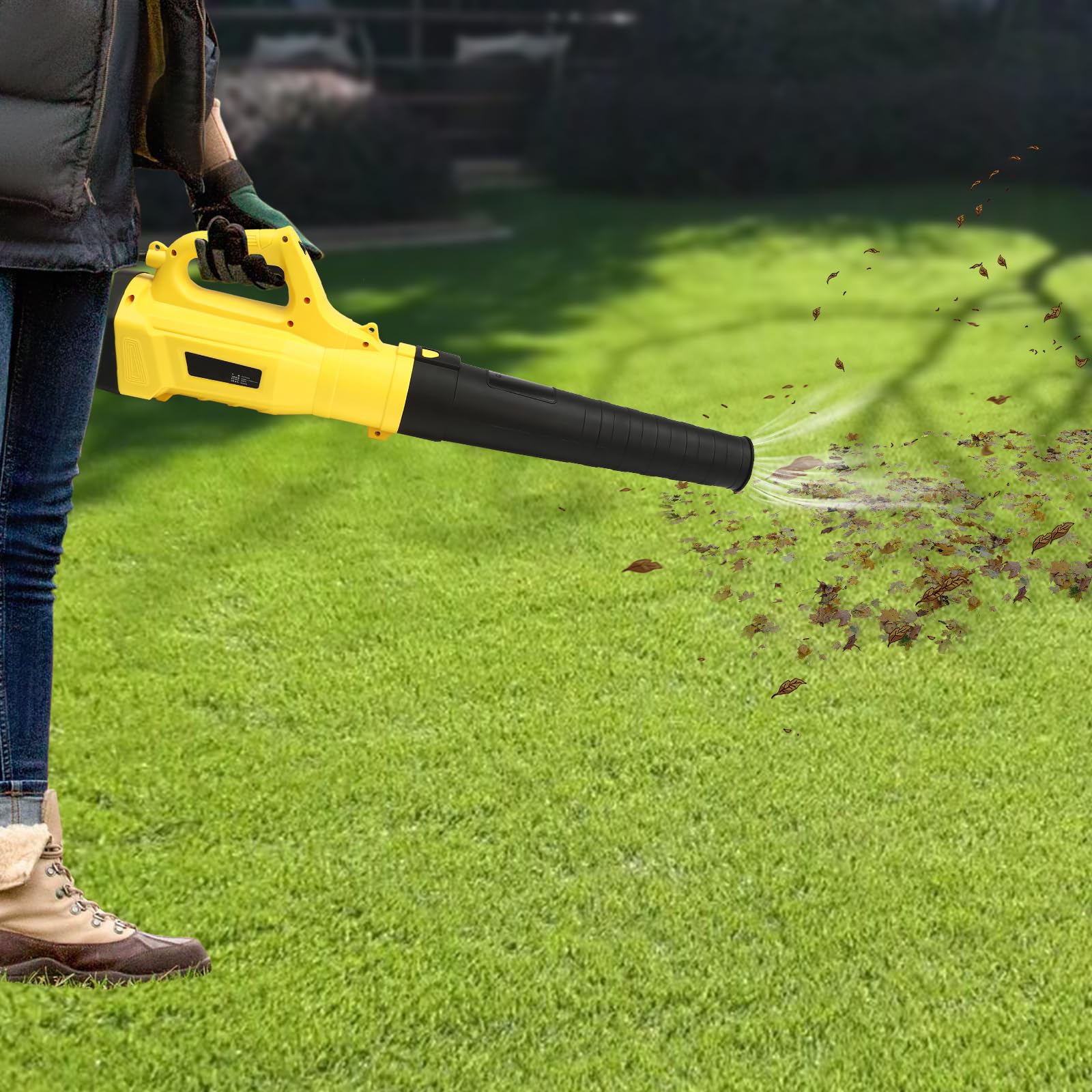 Soffiatore per foglie, elettrico, aspiratore per foglie da giardino, velocità di soffiaggio 217 km/h, 220 V, aspiratore elettrico, regolazione a 6 marce, per cortili, giardini, strade su prati