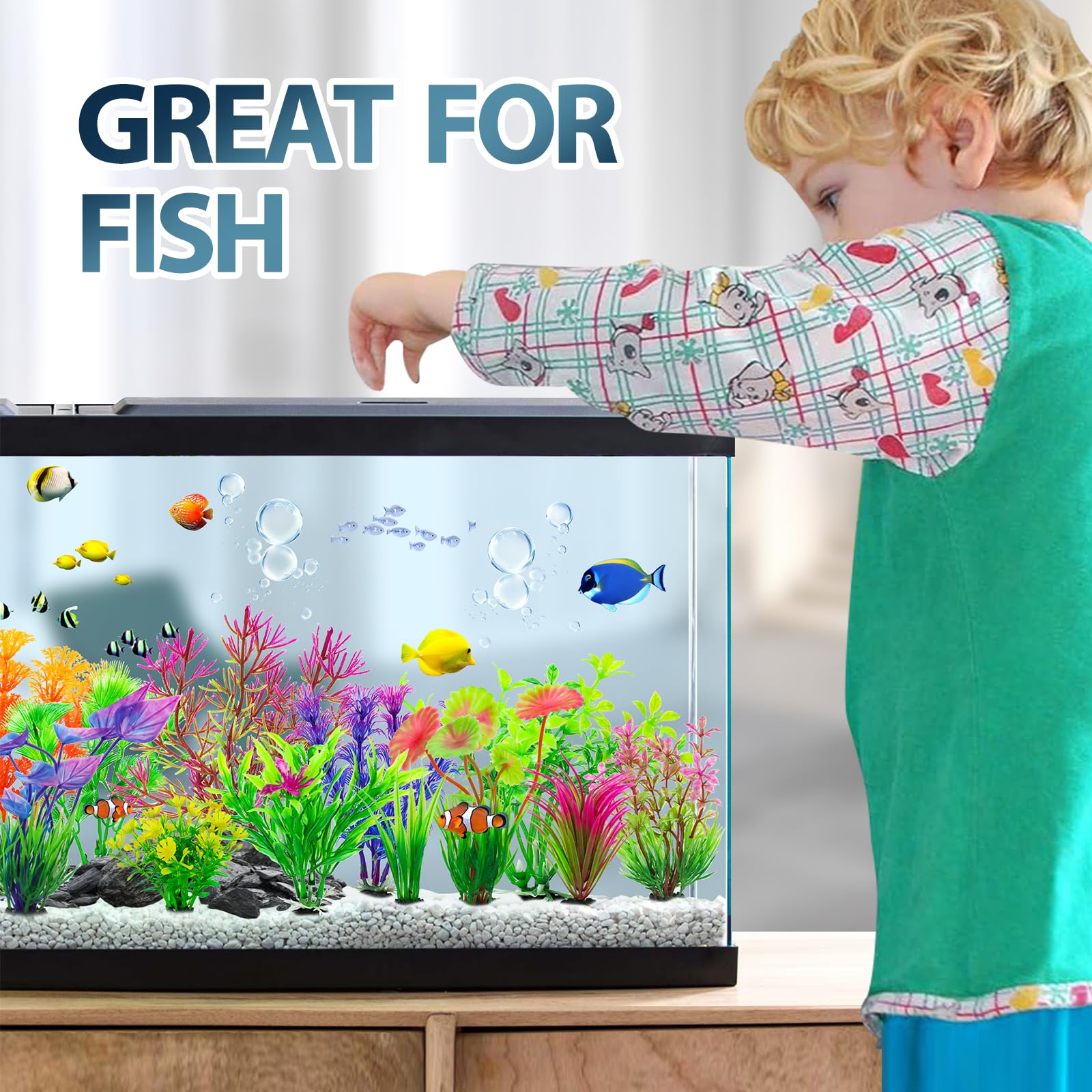 CousDUoBe Lot de 94 plantes d'aquarium décoratives pour la maison et le bureau, plantes hydroponiques en plastique