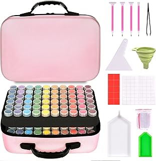 120 Slots Diamond Painting Storage Containers, Shockproof Jars with Diamond Art Tools, Gem Art Storage for Jewelry Beads Rings Charms Glitter Rhinestones, Diamond Painting Accessories.