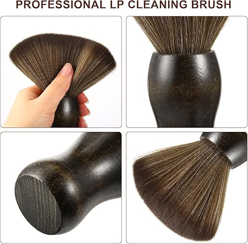Miniatura 5 de Paquete de 2 cepillos de limpieza de discos de madera para tocadiscos de vinilo, cepillo antiestático para discos de vinilo, cartuchos de CD LP,