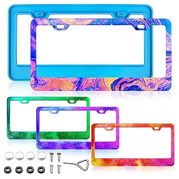 Mity rain License Plate Frame Resin Mold, Silicone Car License Plate Protective Cover Holders Epoxy Casting Mold with Screw Accessories for DIY Handmade Crafts Supplies