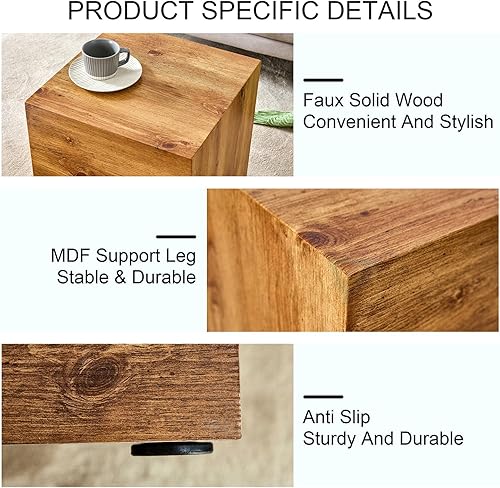 Miniatura 114 de Mesa de centro rústica marrón para sala de estar, mesas centrales rectangulares, moderna y elegante mesa de cóctel de madera para oficina en casa -