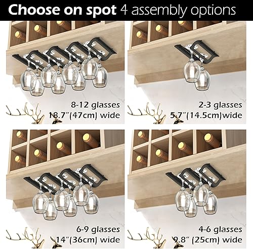 Miniatura 3 de Bariboo Estuche de almacenamiento para copas de vino  Cuelgue de 8 a 12 vasos en tu 18.7 x 9 x 1.7 pulgadas, soporte para copas de vino sin polvo,