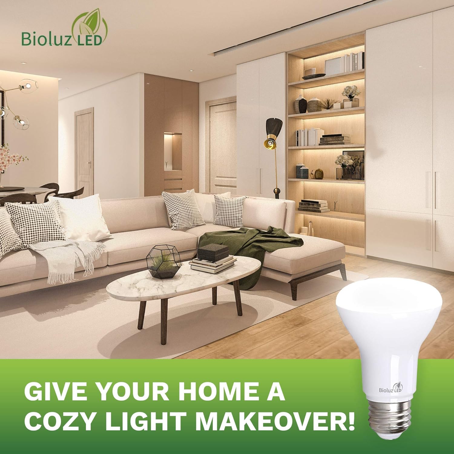 Bioluz LED Light Bulb BR20 Light Bulbs 2700K Bright Warm White LED Bulbs 6W=50W Replacement 90 CRI 540 Lumen Indoor/Outdoor UL Listed CEC Title 20 Compliant Home Decor LED Lights for Bedroom - 10 Pack