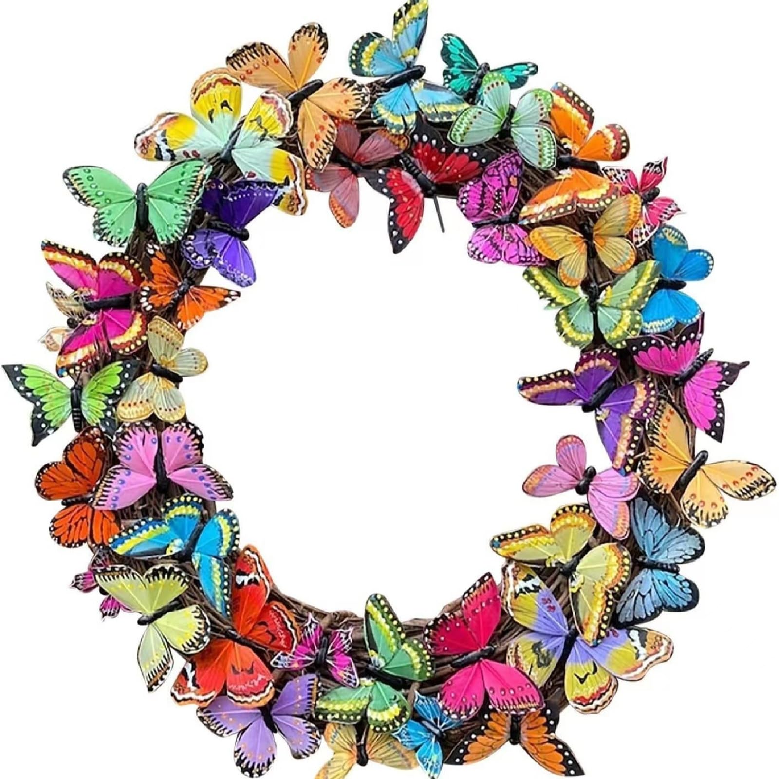 Easter Wreath, Easter Butterfly, Spring with Flower Wreath, Decorative Table Wreath, Easter Decoration, Decorative Door Wreath with Hanger (Butterfly Wreath, 10 cm)