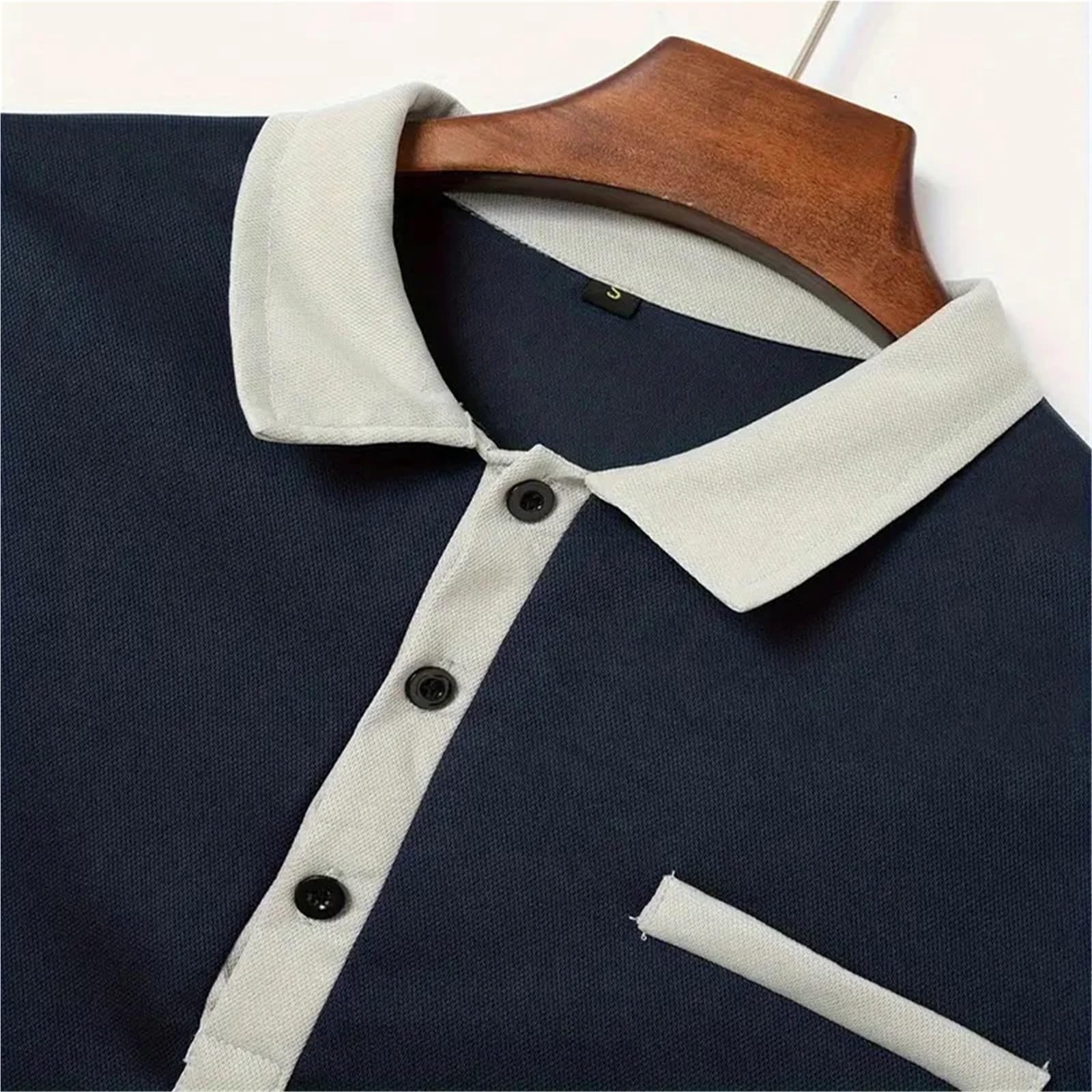 Polo da Uomo a Maniche Lunghe, Casual, Lavoro, alla Moda, Classica, con Risvolto, Taglie Forti, Primavera e Autunno per Golf Tennis