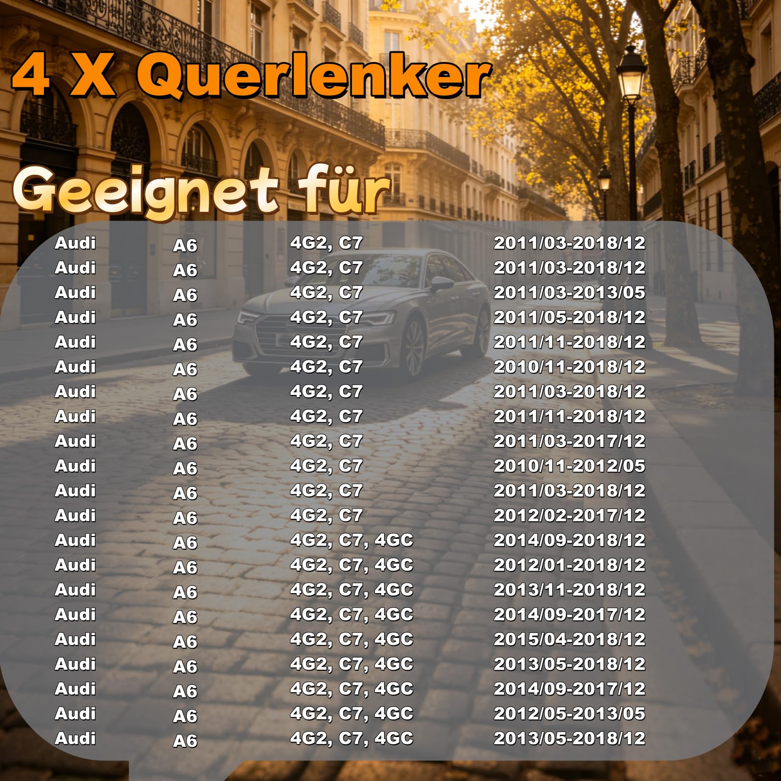 4x Querlenker Satz Vorne 8K0407505A 8K0407506A 8K0407509N 8K0407510A A4 A5 | Autoteile Ersatzteile A4 8K2 A4 Avant A5 8T3 A5 Sportback A6 4G2 4GC C7 A6 Allroad A7 Sportback Q5 8RB A4 8K A5 8T Q5 8R