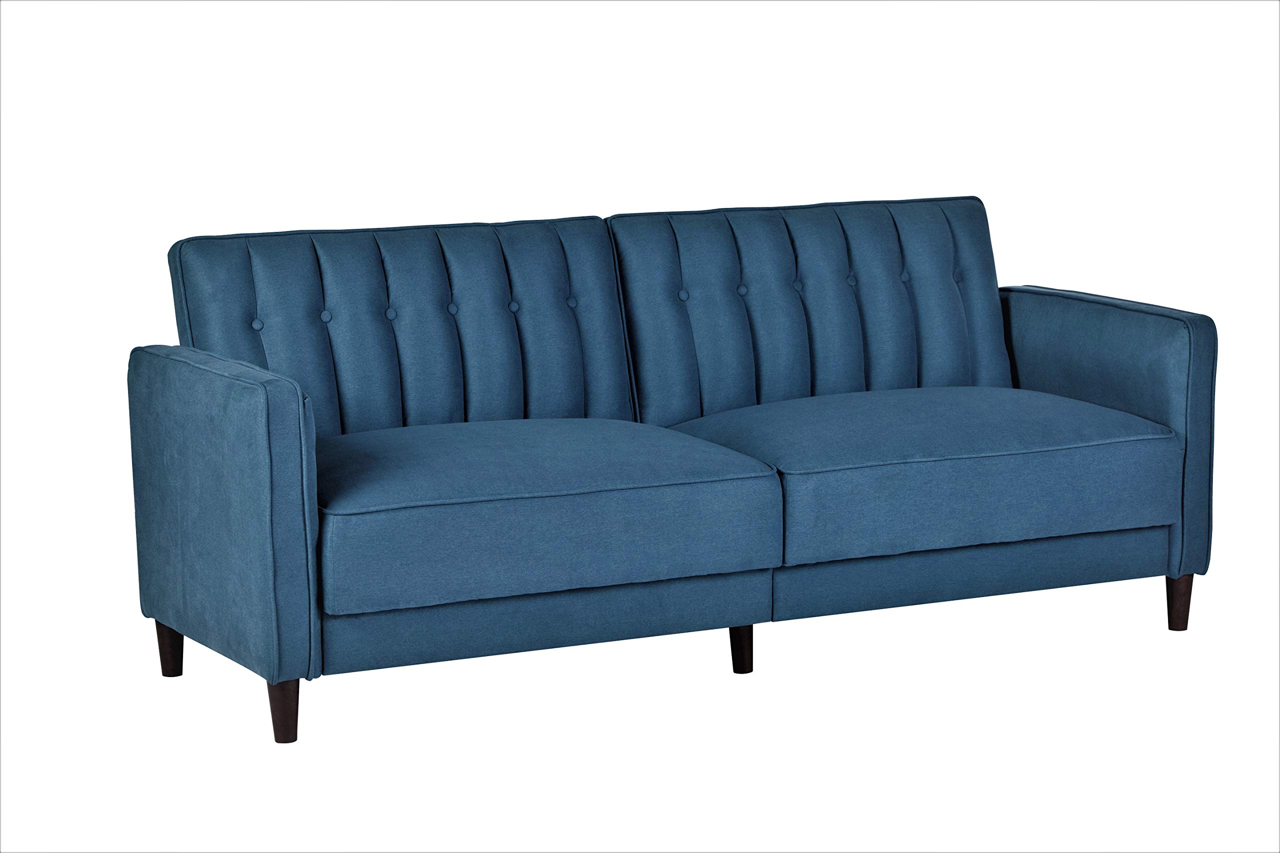 Condition photo showing New/Like New for container furniture direct charlotte mid century modern linen uphostered tufted convertible sleeper sofa, 81", steel blue