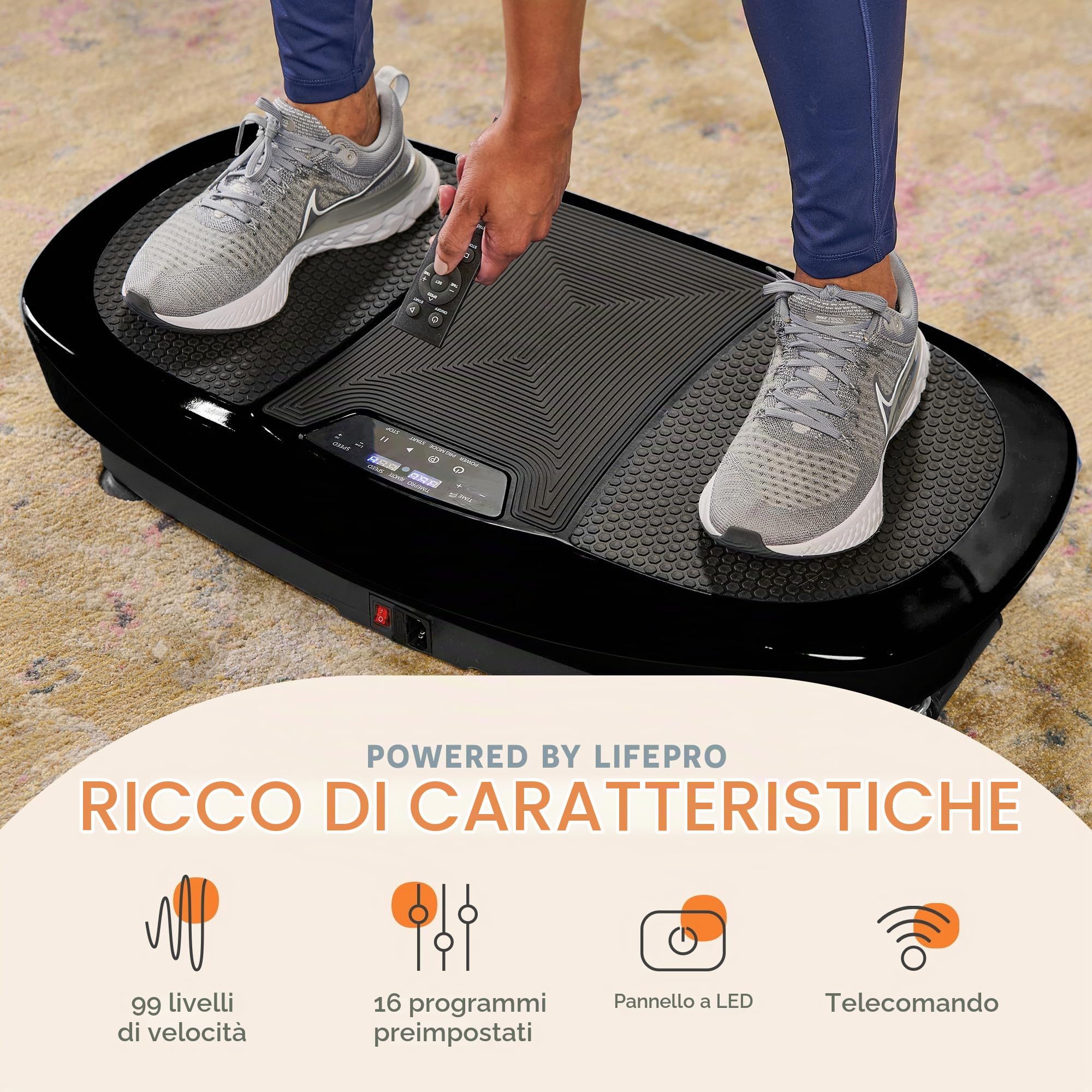LifePro Rumblex Max 4D Vibration Plate Exercise Machine | Piastra vibrante per esercizi con bande di resistenza per fitness, recupero e allenamento a casa