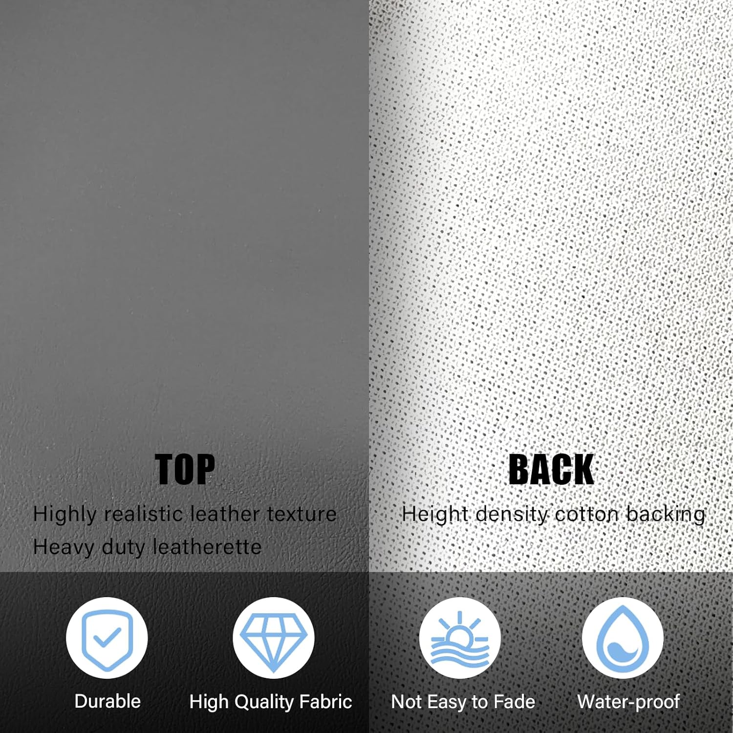 Faux Leather Fabric,54"x108" Thick Durable Synthetic Upholstery Leather Vinyl, Soft Smooth Waterproof, Durable,Replacement Renovate for Wallets, DIY Projects, Furniture, Car Seats 3 Yards-Grey