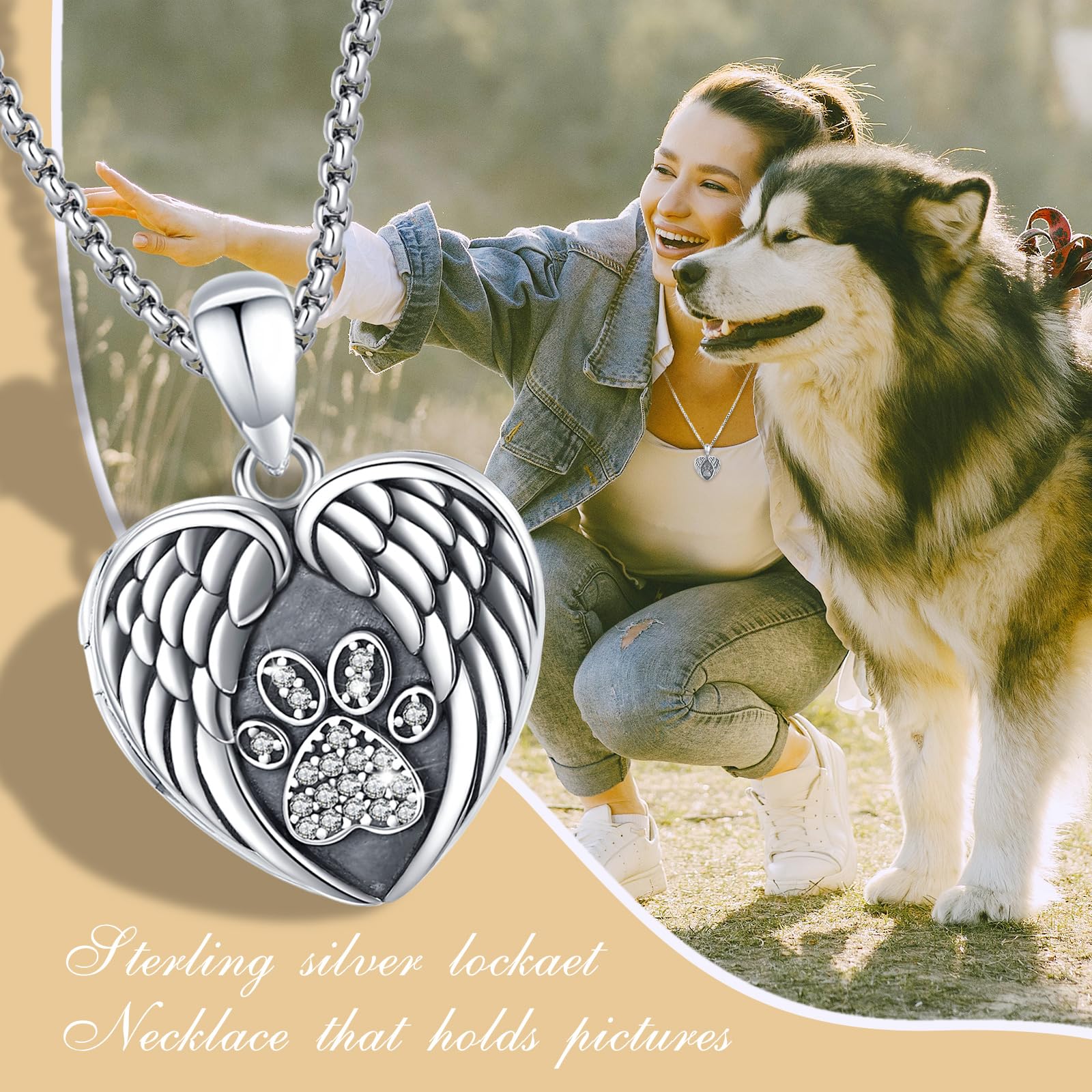 Eusense Collana con Medaglione in Argento Sterling per Foto, Collane Medaglioni, Ciondolo Foto con Albero, Foto Gioielli per Donne Ragazze