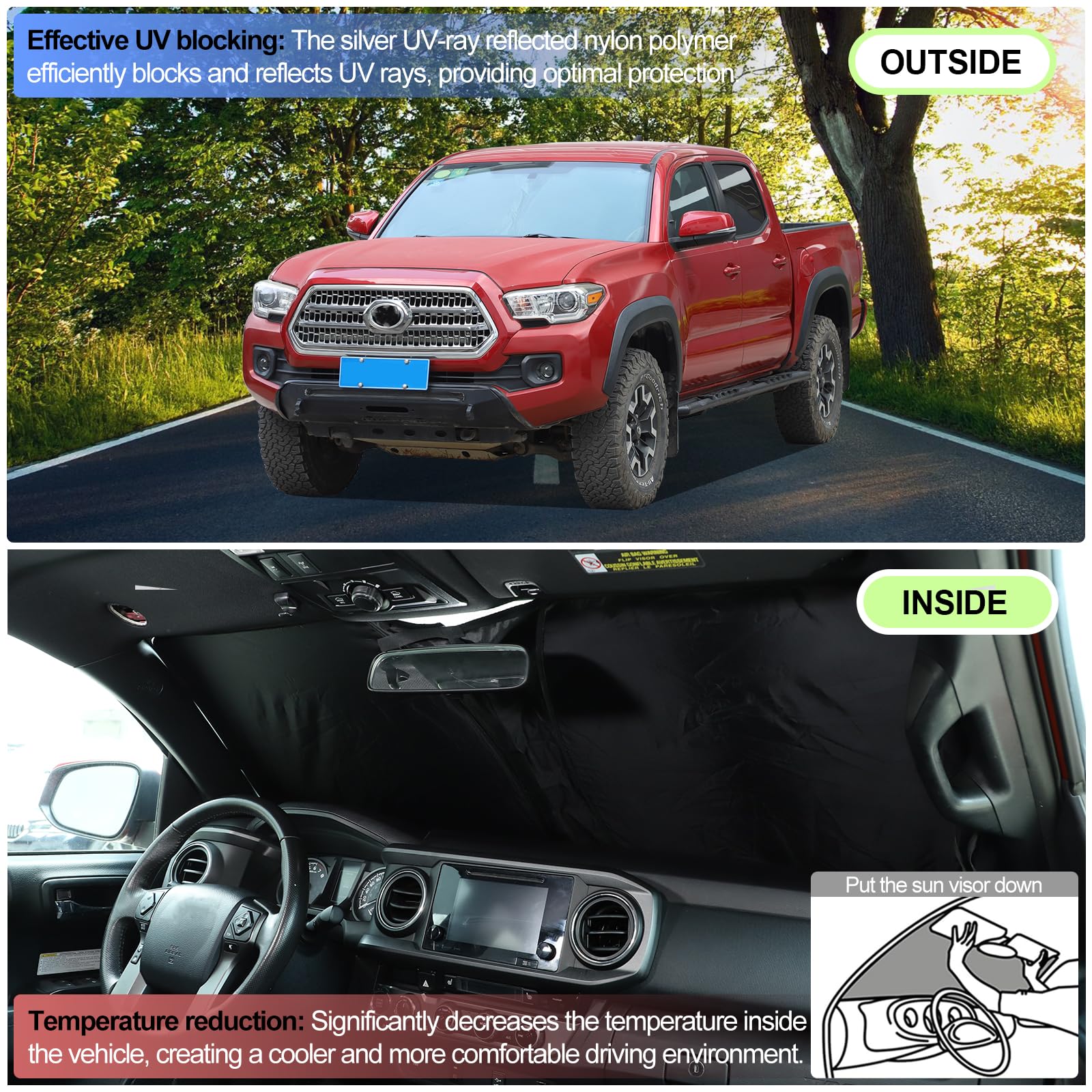 タコマ　サンシェード　Tacoma Toyota Amazon.co.jp: Toyota Tacoma 2006-2023用フロントガラスサンシェード