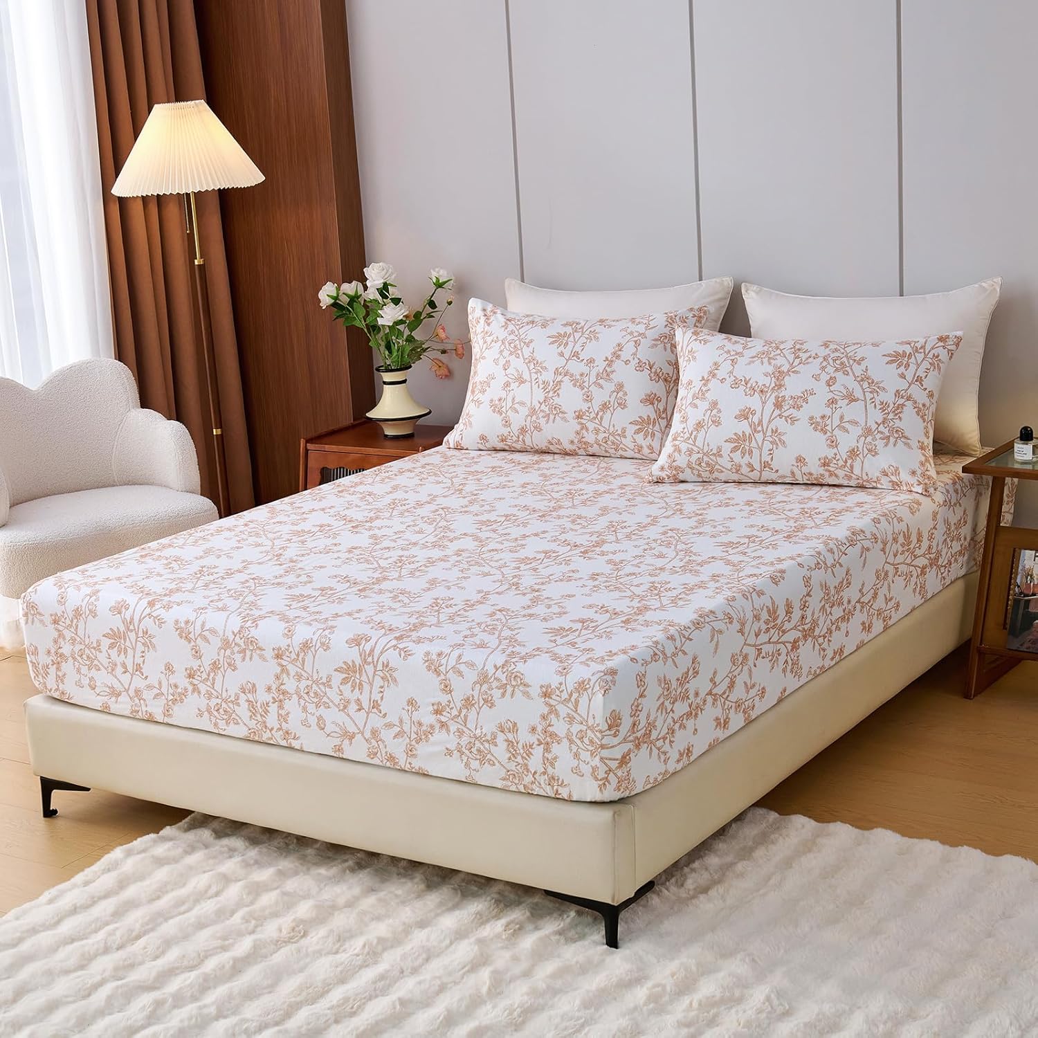 100% Cotton Flannel Fitted Sheet Only, Ultra Soft Cozy Warm Fitted Bottom Sheet for All Season, 16" Deep Pocket, Queen