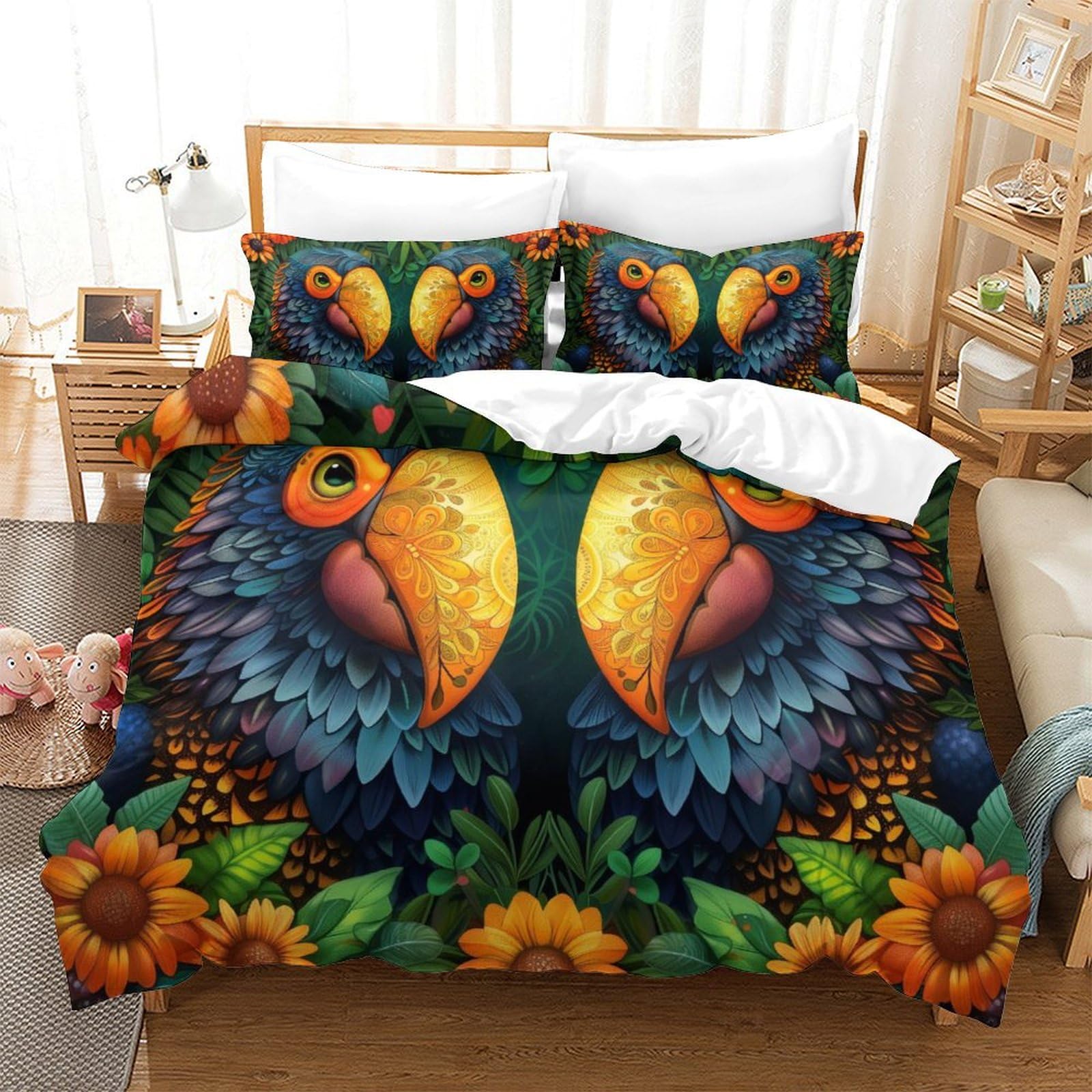 Housse de couette 260x220 cm avec taies d'oreiller literie enfant 3 pièces
