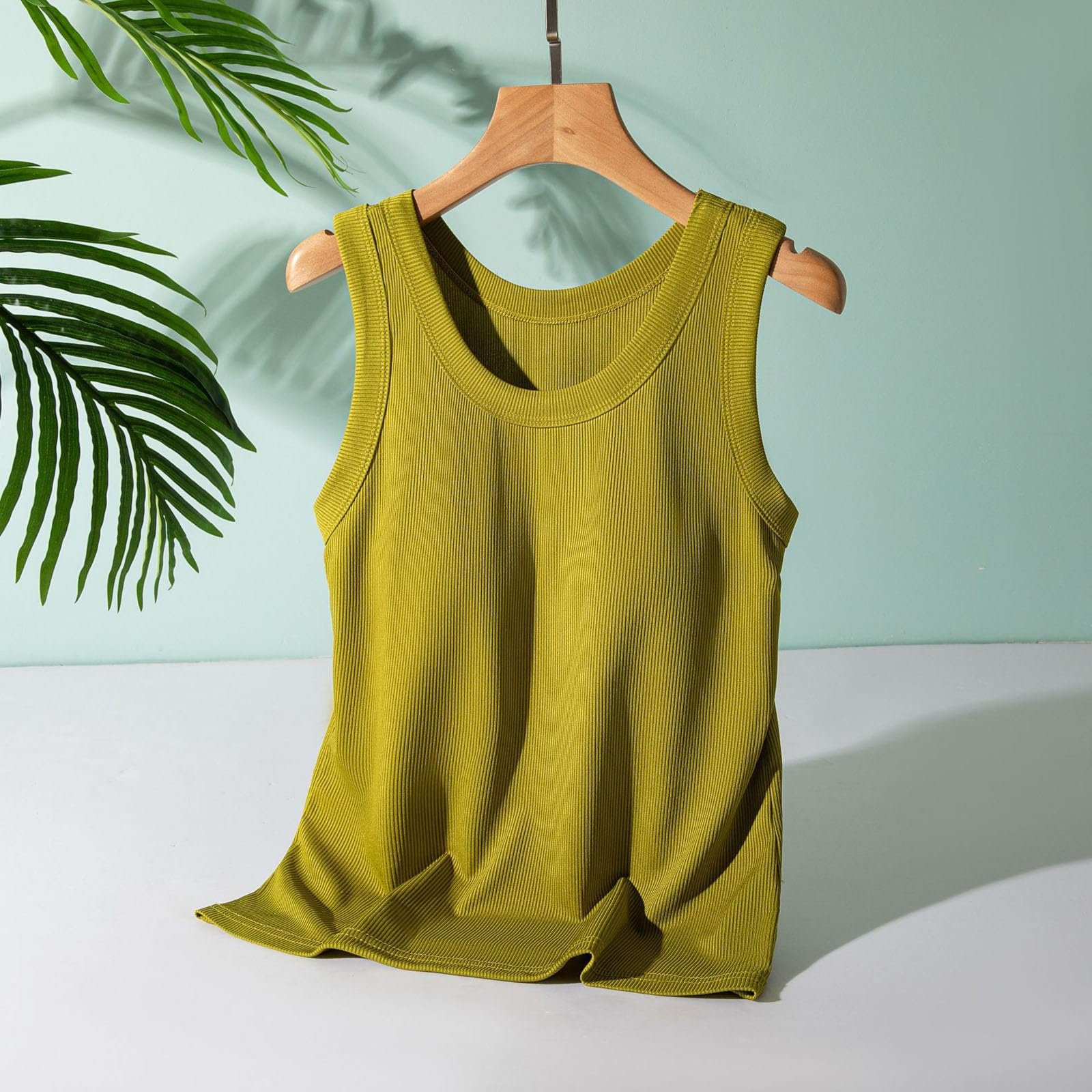 Camisola Básica Informal Ajustada Sin Mangas Con Cuello Redondo Y Tejido Acanalado De Color Liso Para Mujer