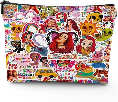 Miniatura 1 de RELYWE Singer Funny Makeup Bag Bolsa de maquillaje portátil Regalo elegante para amantes de la música y fanáticos, Cantante