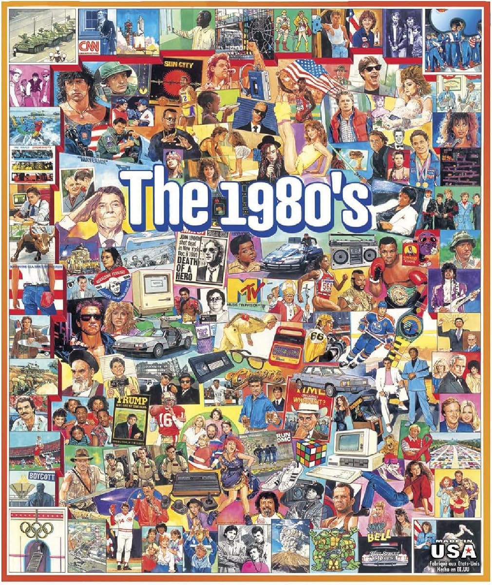 1000 Piece Jigsaw Puzzle Nostolgic 1980s Icon, The Eighties | Large Pieces, Gift for Adults and Family, 24"x30" in, Collage