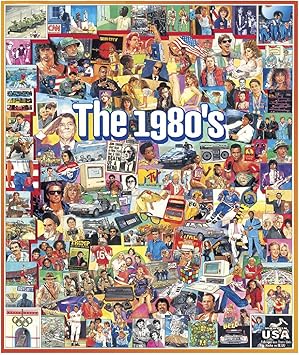 White Mountain 1000 Piece Jigsaw Puzzle Nostolgic 1980s Icon Collage Puzzles with Large Pieces Gift for Adults and Family 24"x30" - The Eighties