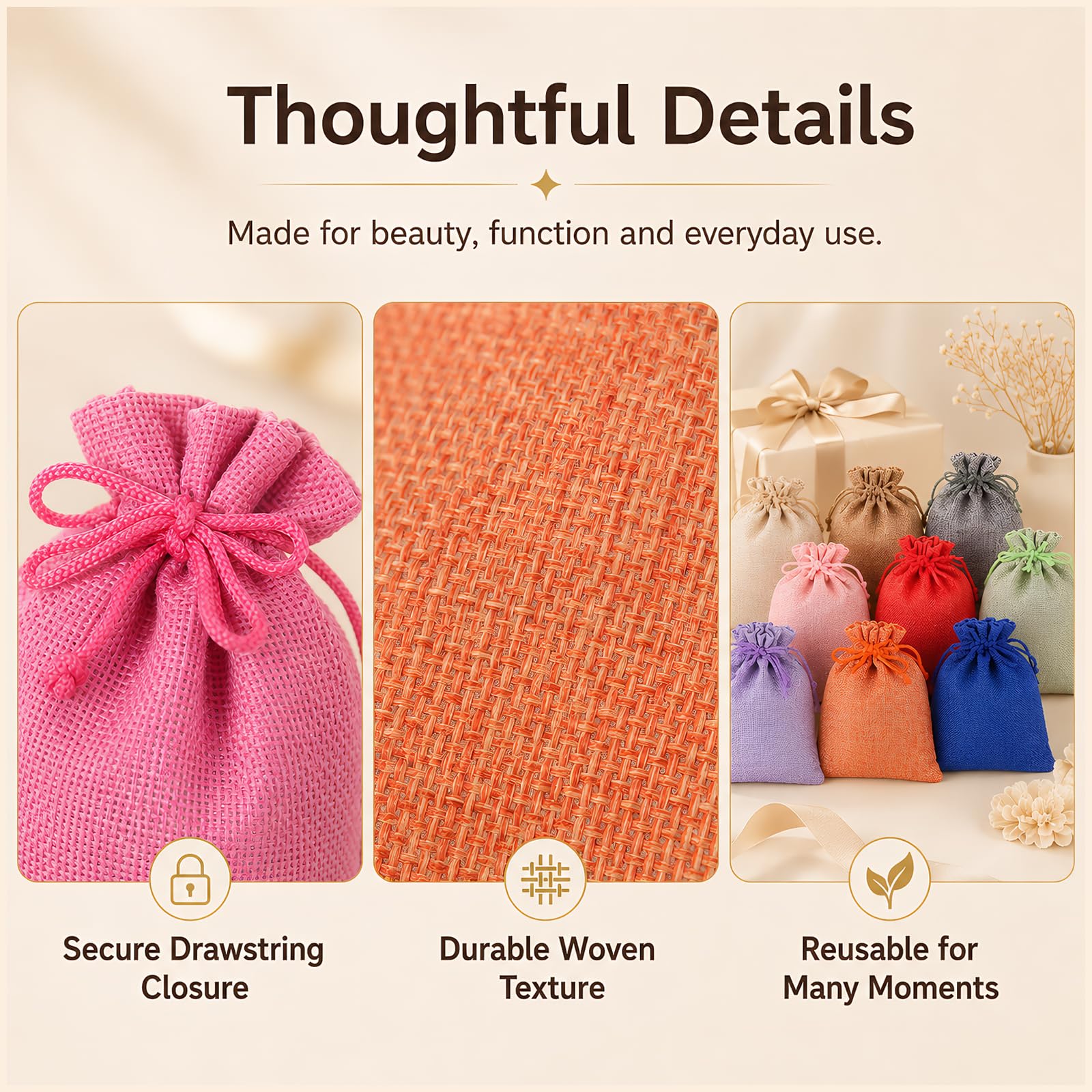 10 Pcs 5x7 inch Colorful Burlap Gift Bags with Drawstring, Multi-Purpose for Gifts Wrapping, Wedding Party Favor, Jewelry Pouches, Holidays DIY Craft Bags