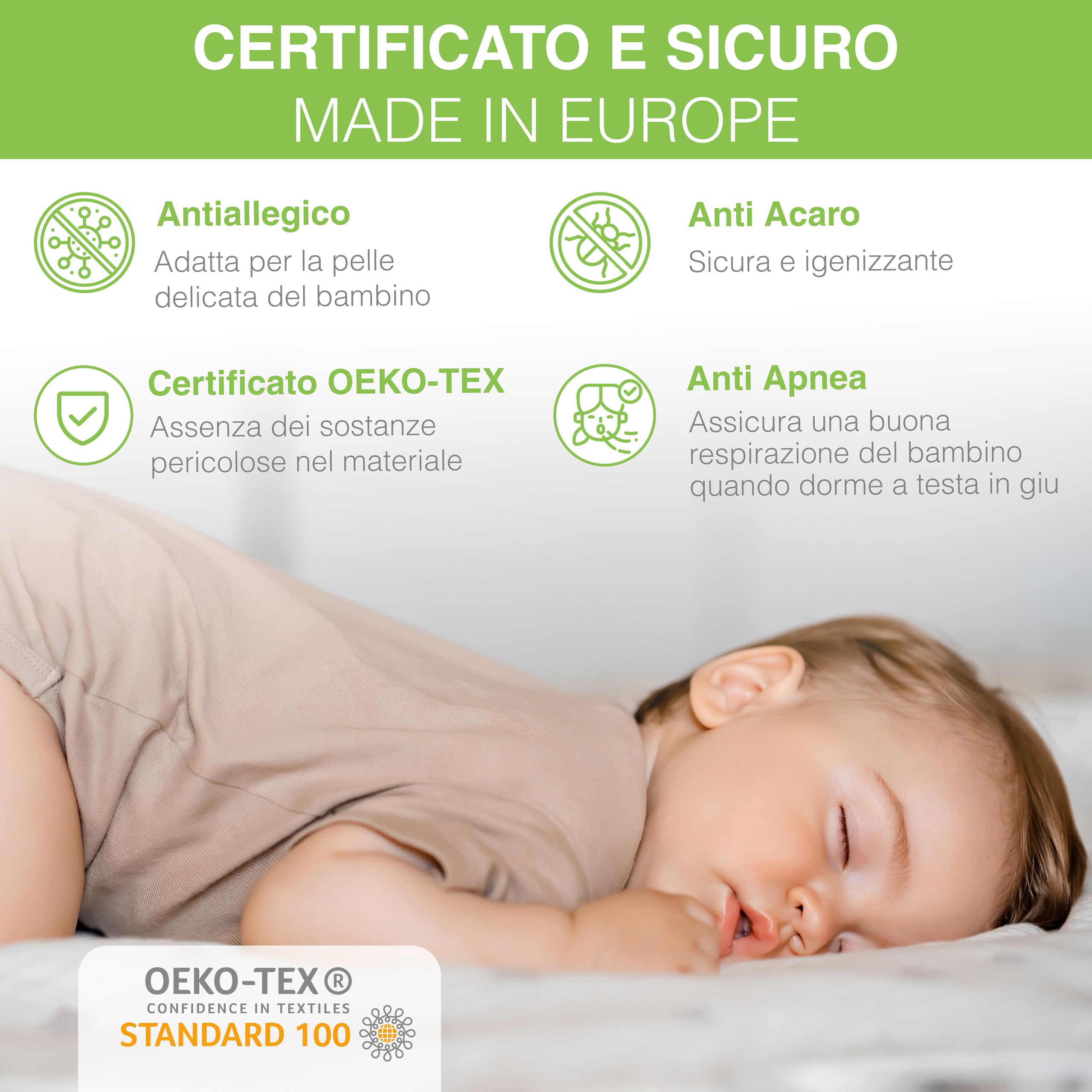 Traversina Neonato Coprimaterasso Impermeabile Bamboo Morbido Cotone Traspirante Anti Soffoco 60x120 cm Oeko-Tex