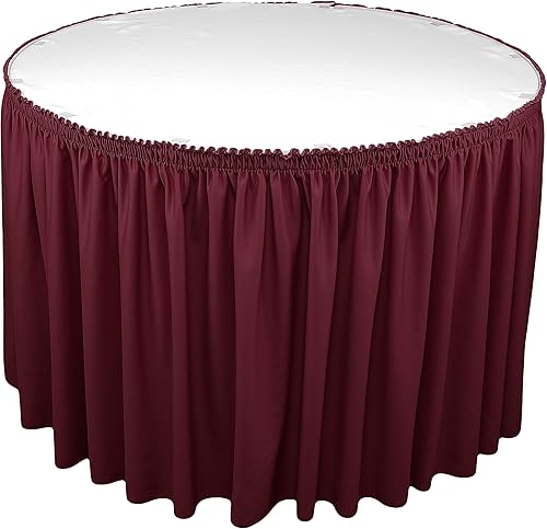 Miniatura 2 de TableLinensforLess Falda de mesa de poliéster, altura de la mesa (21 pies plisado fruncido, negro)