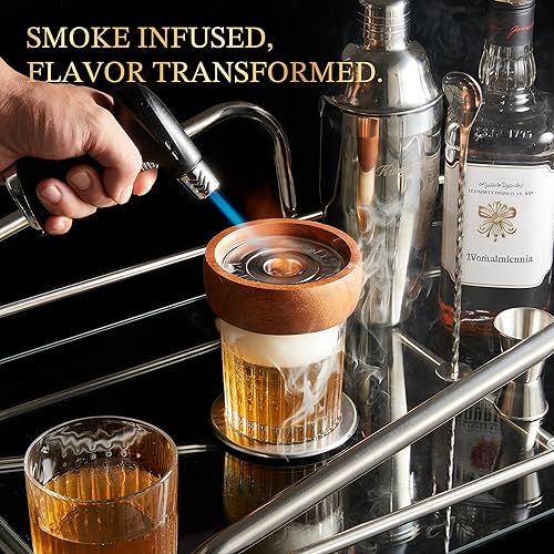 Miniatura 2 de KITESSENSU Kit de ahumador de whisky con antorcha  Chips de madera de 6 sabores  Kit de ahumador de cóctel de bourbon a la antigua, regalos de