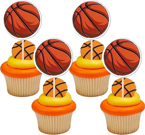 30 piezas de decoración para cupcakes de baloncesto de doble cara de la NBA Star Basketball Cupcake Picks para deportes con temática de pelota de