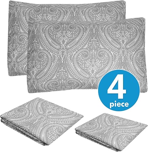 Miniatura 3 de Sweet Home Collection Juego de sábanas de calidad de bolsillo profundo, 2 fundas de almohada extra, Value, individual, gris cachemira, 4 piezas