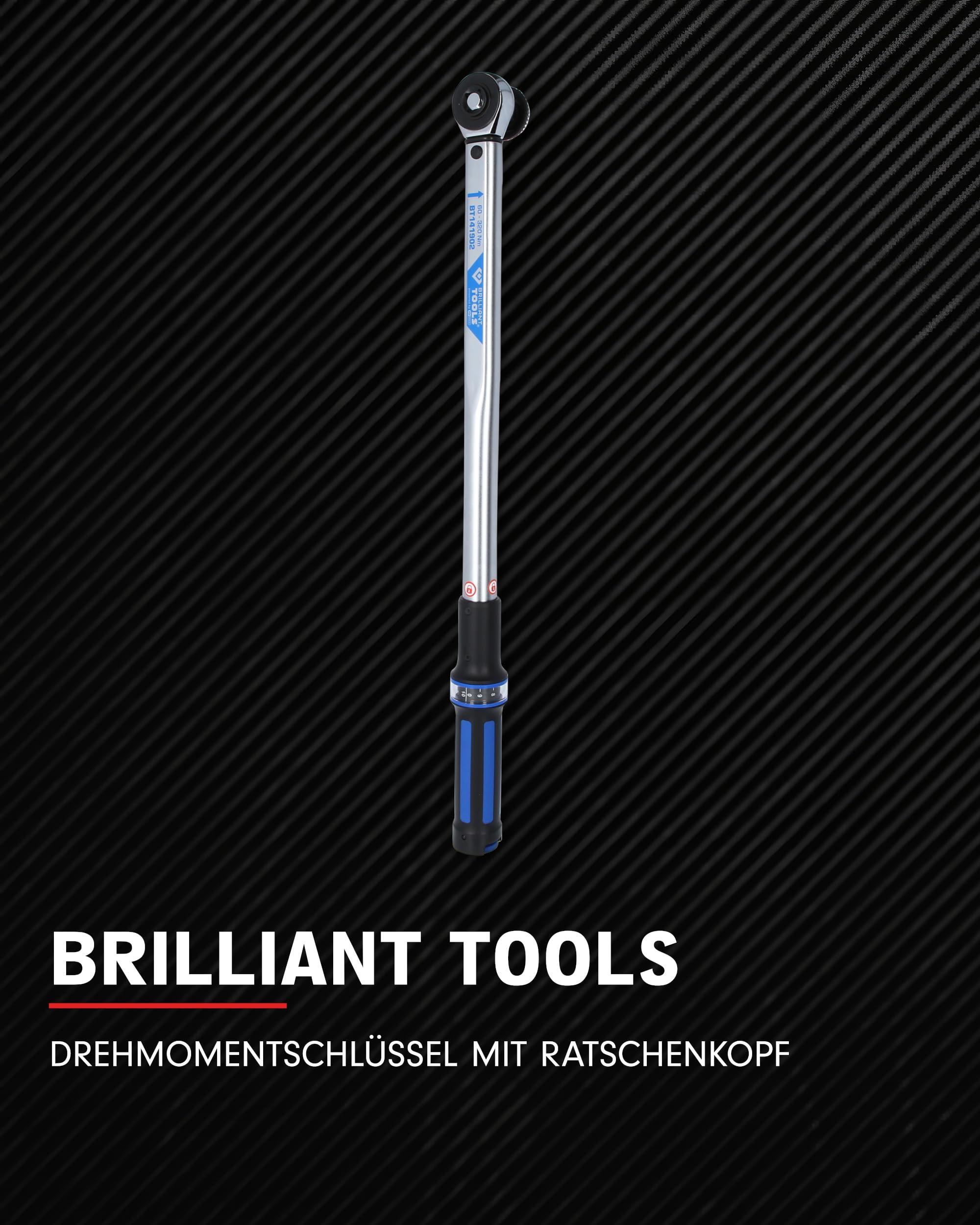 BRILLIANT TOOLS BT141902 1/2" Chiave dinamometrica con testa a cricco a quadro scorrevole , 60 - 320 Nm [Powered by KS TOOLS]