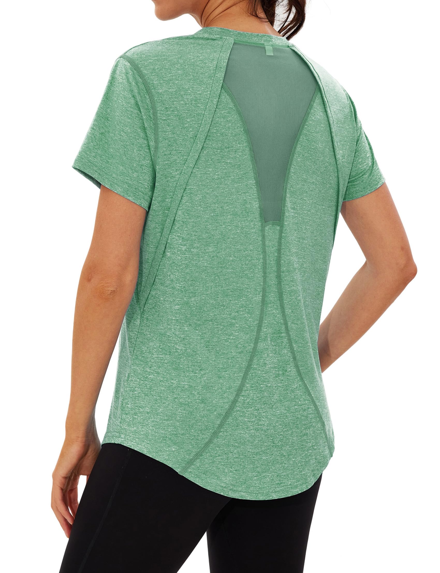 Camiseta Deportivo Mujer Camiseta de Manga Corta Camiseta de Secado Rápido Camisetas de Malla Mujer Yoga Fitness Top Ropa Deportiva