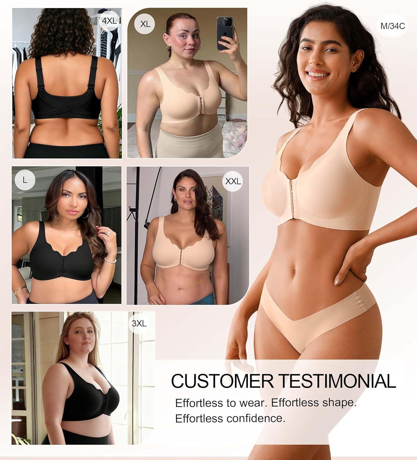 Posture Bras for Women Front Closure Push Up Bra No Underwire Back Support Bra - Image 6