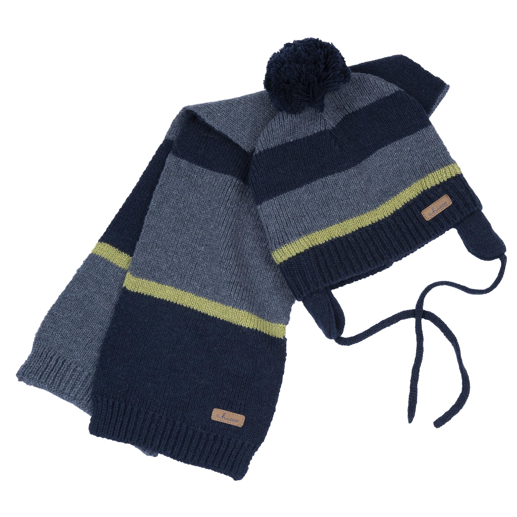 Chicco, Set compuesto por gorro con bufanda de punto mixto lana, multicolor, multicolor, 24 meses