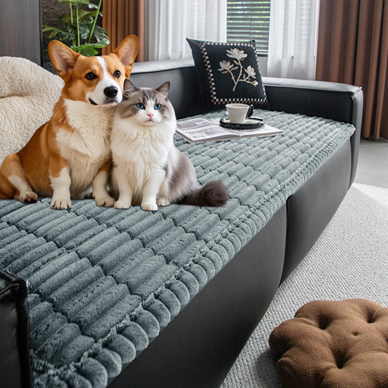 Hundeschutz Rückbank fürs Auto, 62×137 cm rutschfeste & Kratzfeste Hundedecke Auto, Wasserdichter Rücksitzschutz für Kleine & Große Hunde, Weiche Autoschutzdecke (Grau)