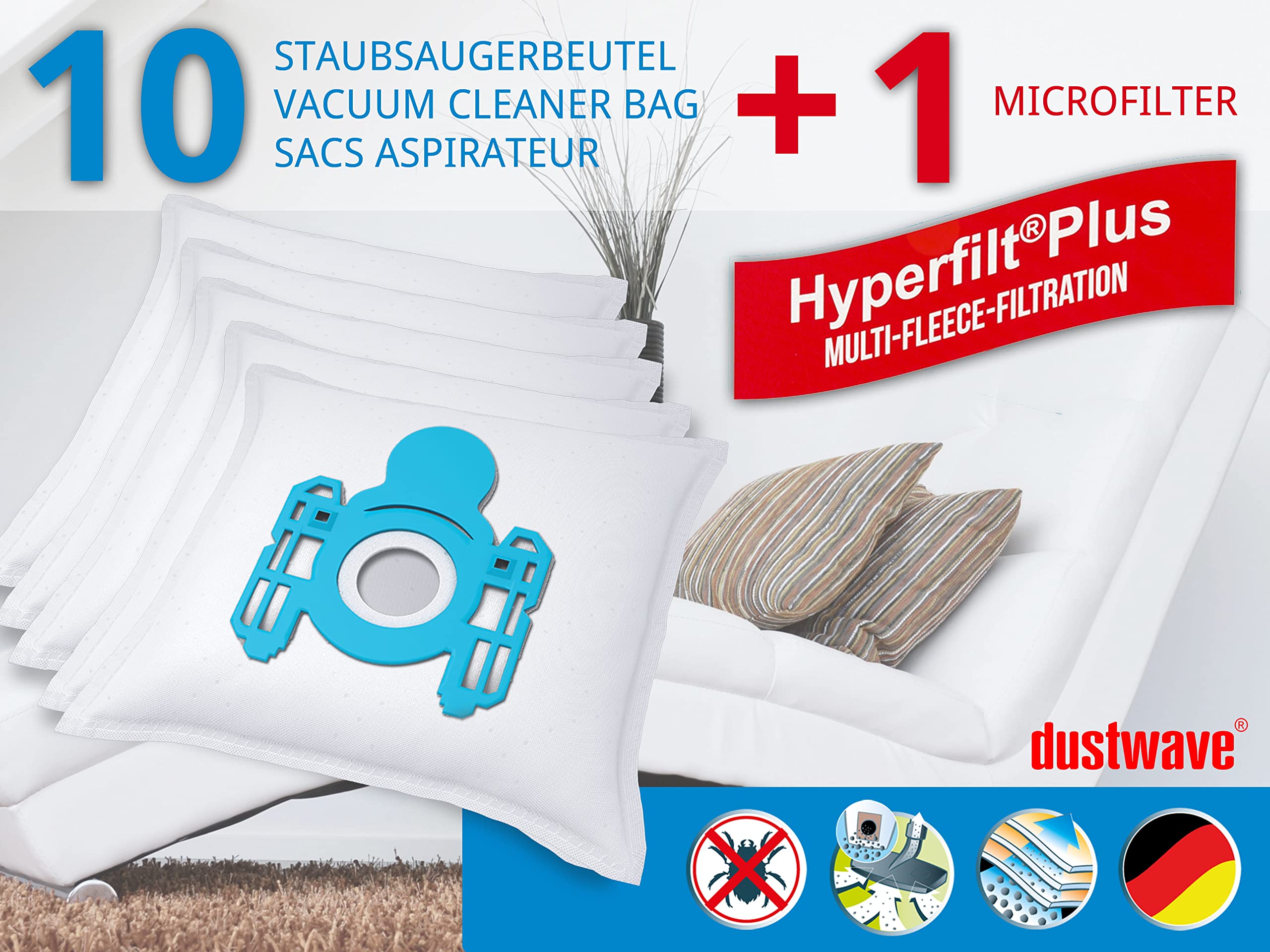 Confezione Risparmio – 20 Sacchetti per aspirapolvere adatto per AEG – Compact Electronic Aspirapolvere/Wave marchi Sacchetti – Made in Germany + Micro Filtro