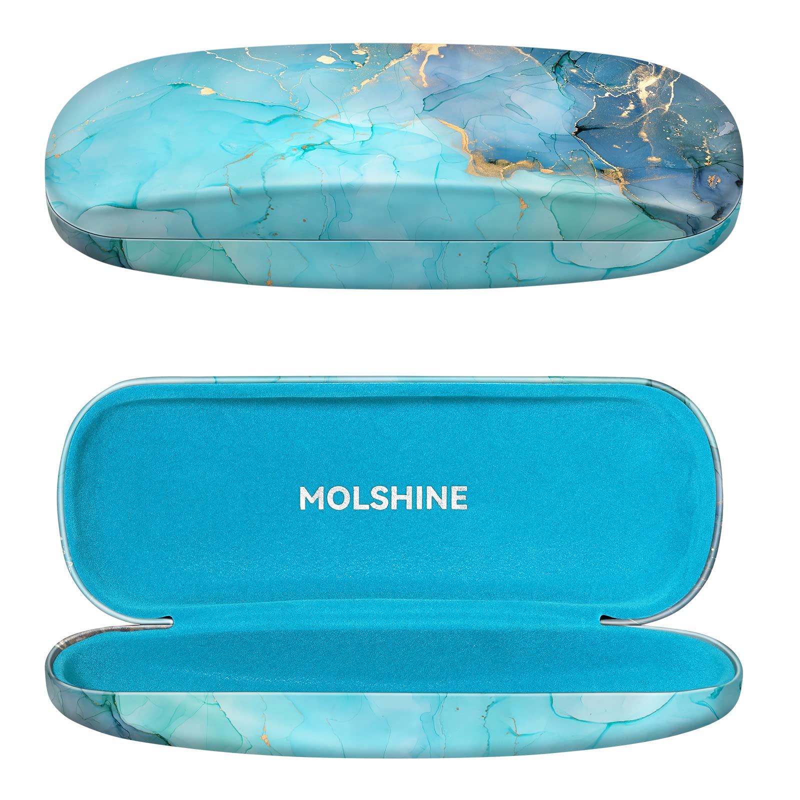 molshine Custodia Rigida per Occhiali in Pelle PU,Custodia Portatile per Occhiali da Viaggio per Lavoro da Studio da Viaggio per Uomo Donna Ragazza