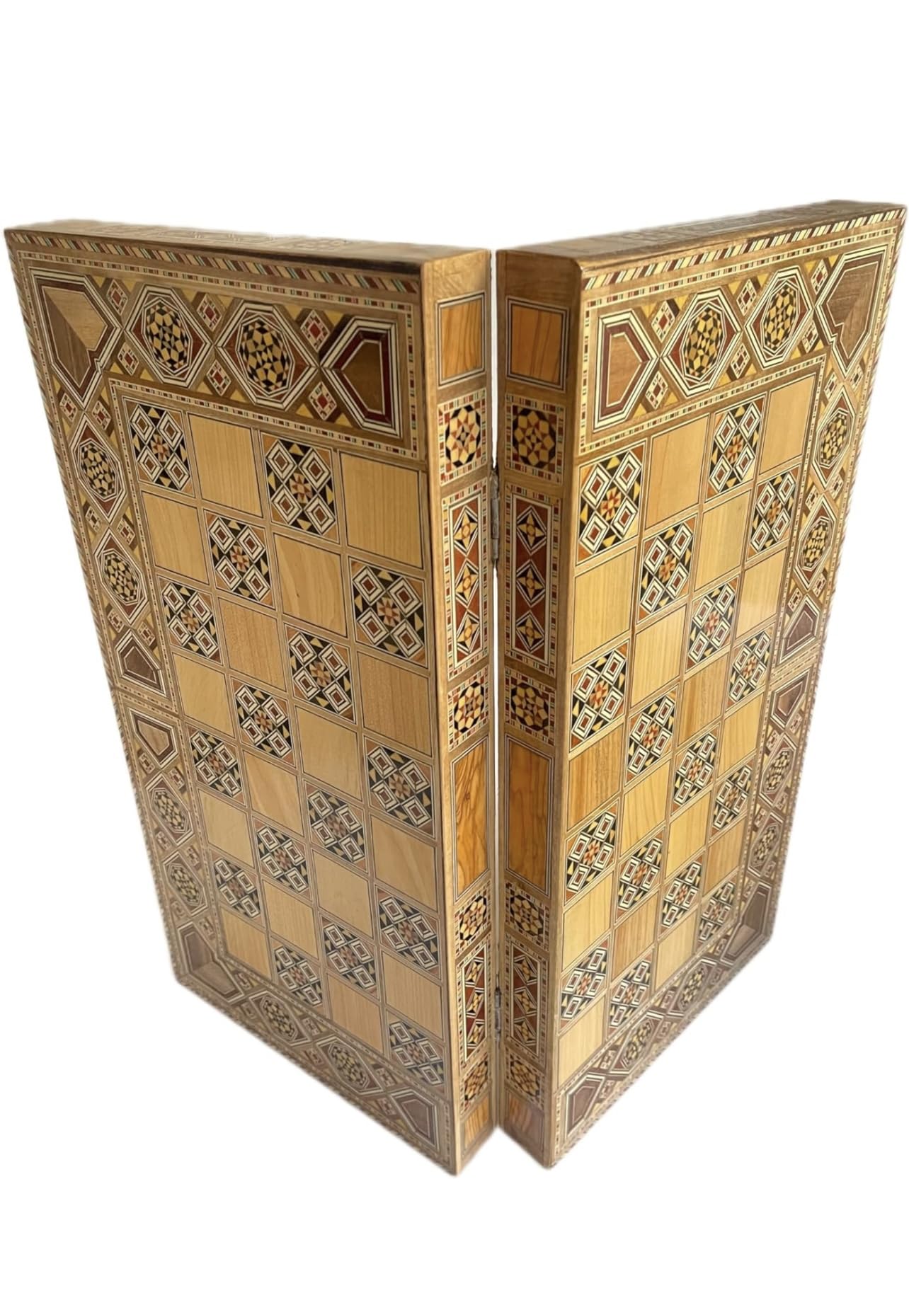 Generic Backgammon, 20 inches, Premium Board Game Set - Large Unique Luxury Backgammon Travel Game for 6 Players, Ages 12+, Burj Khalifa Edition, Brown Wood, Stone