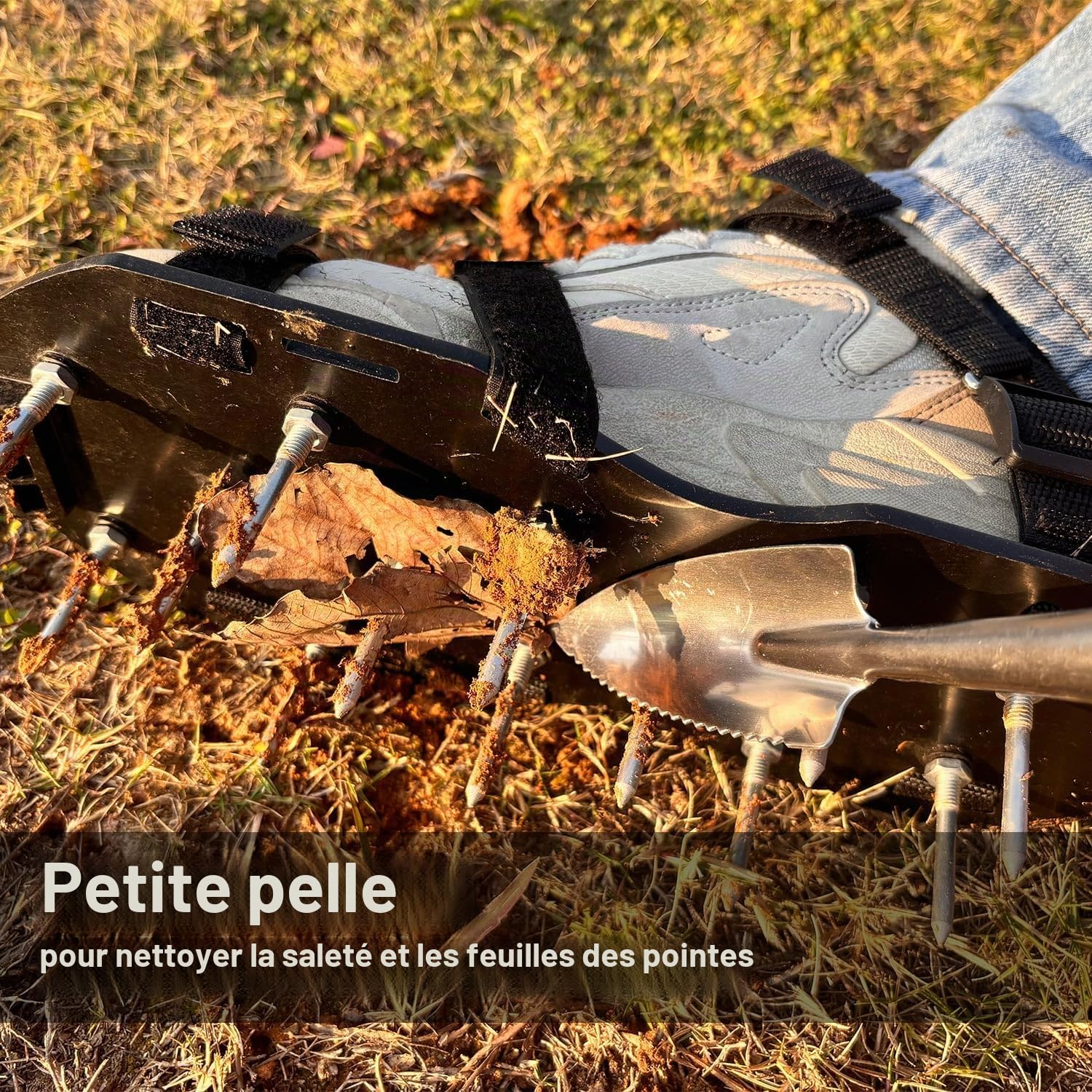 Aérateur Pelouse Chaussure, HSLighting Installation Gratuite, Chaussures À Gazon pour Aérer Efficacement avec Ongles, Idéal pour L’Entretien De Votre Pelouse, Chaussures À Ongles Scarificateur Gazon