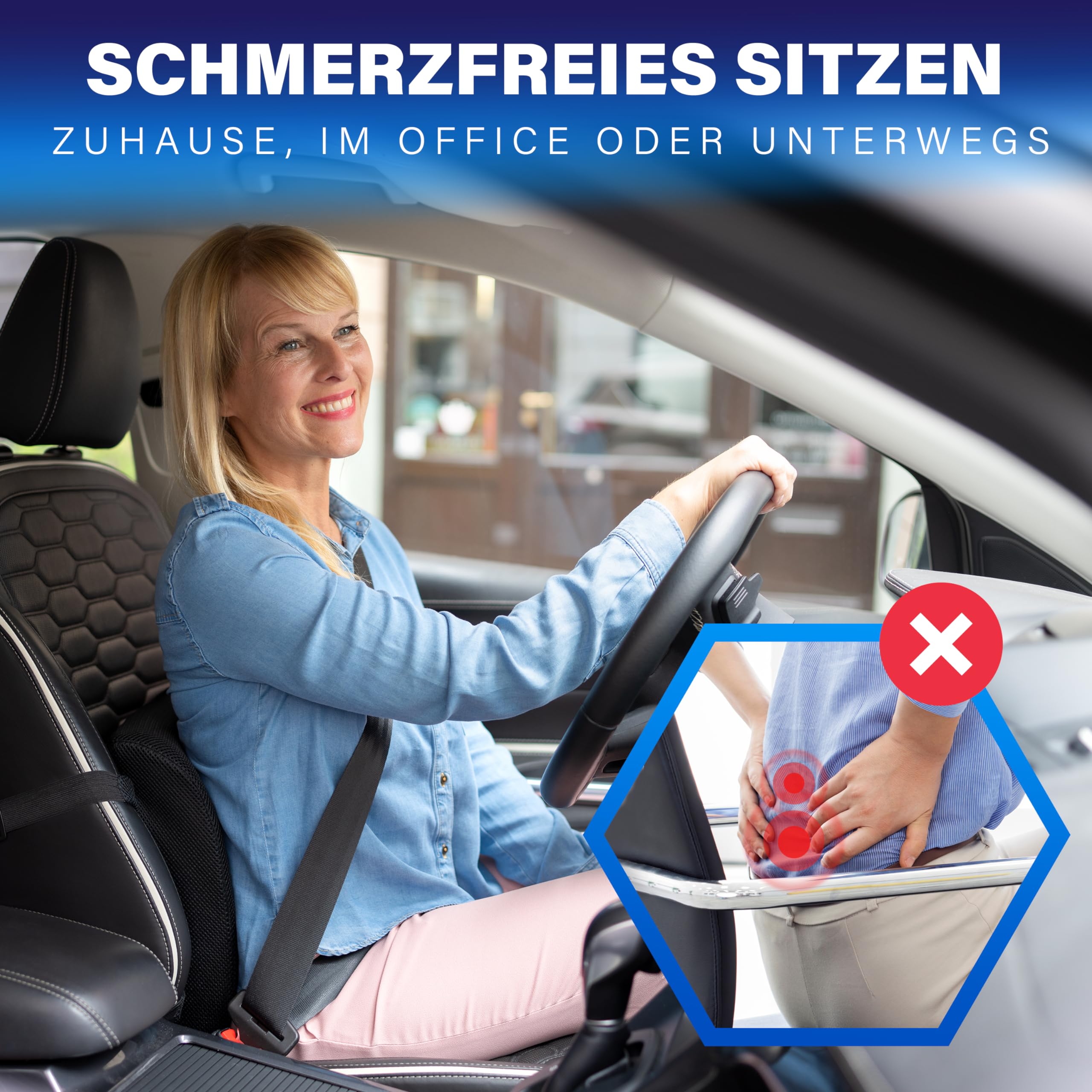 Healthfix® Ergonomiczna poduszka klinowa i poduszka lędźwiowa – idealna do biura i biura domowego, poprawia postawę siedzącą, łagodzi ból podczas siedzenia i zwiększa komfort